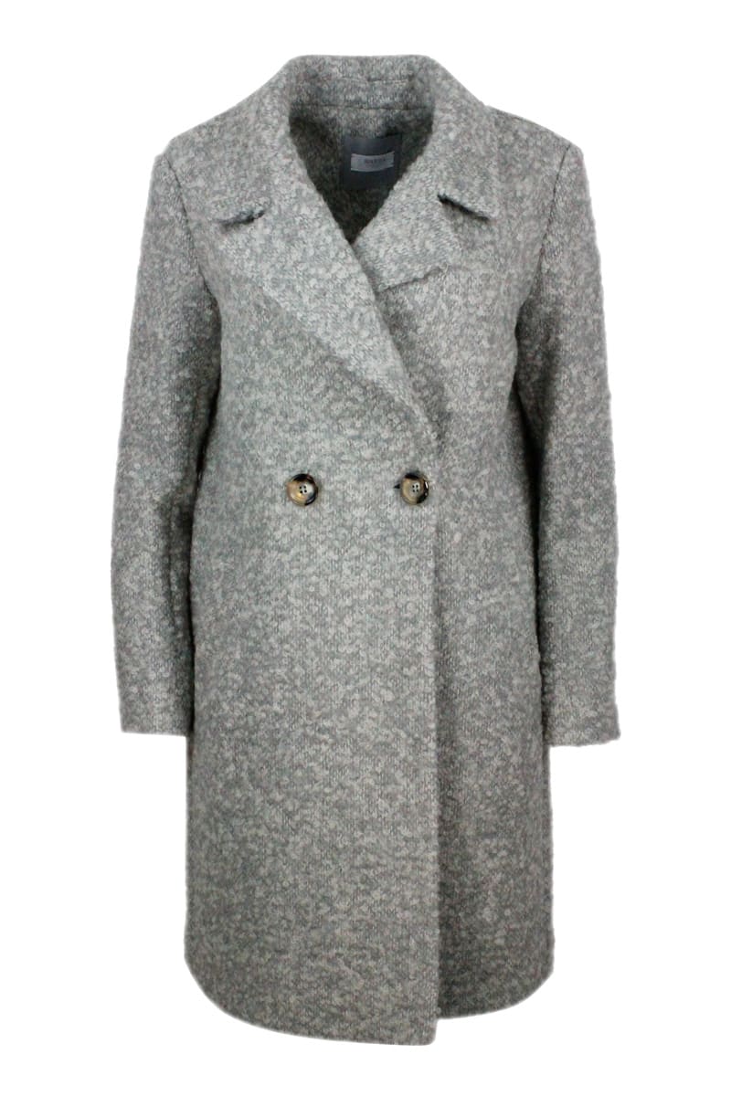 Barba Napoli Double-breasted Coat Made Of Soft Boucle wool And Welt Pockets