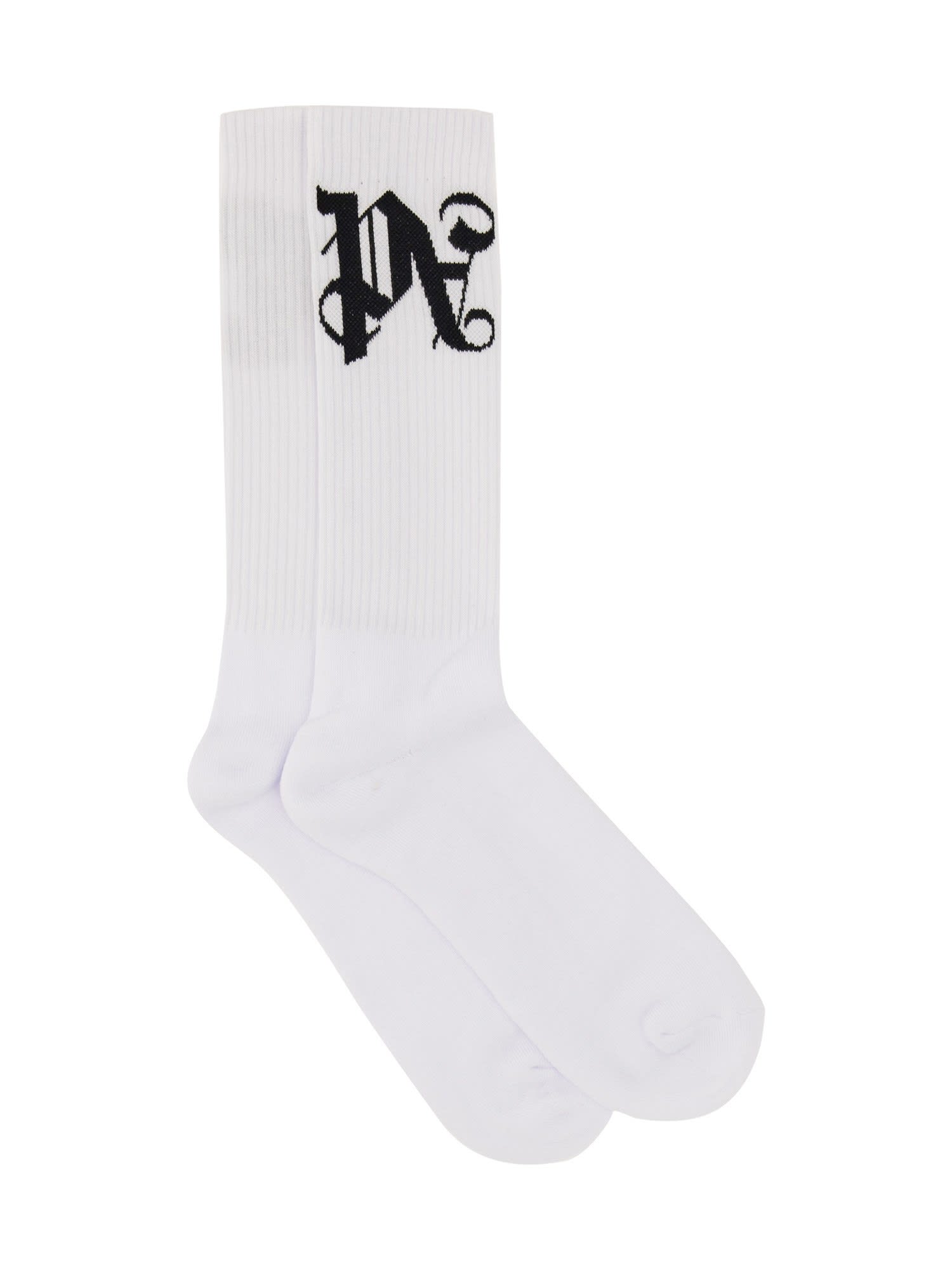 Palm Angels Sock With Logo In White