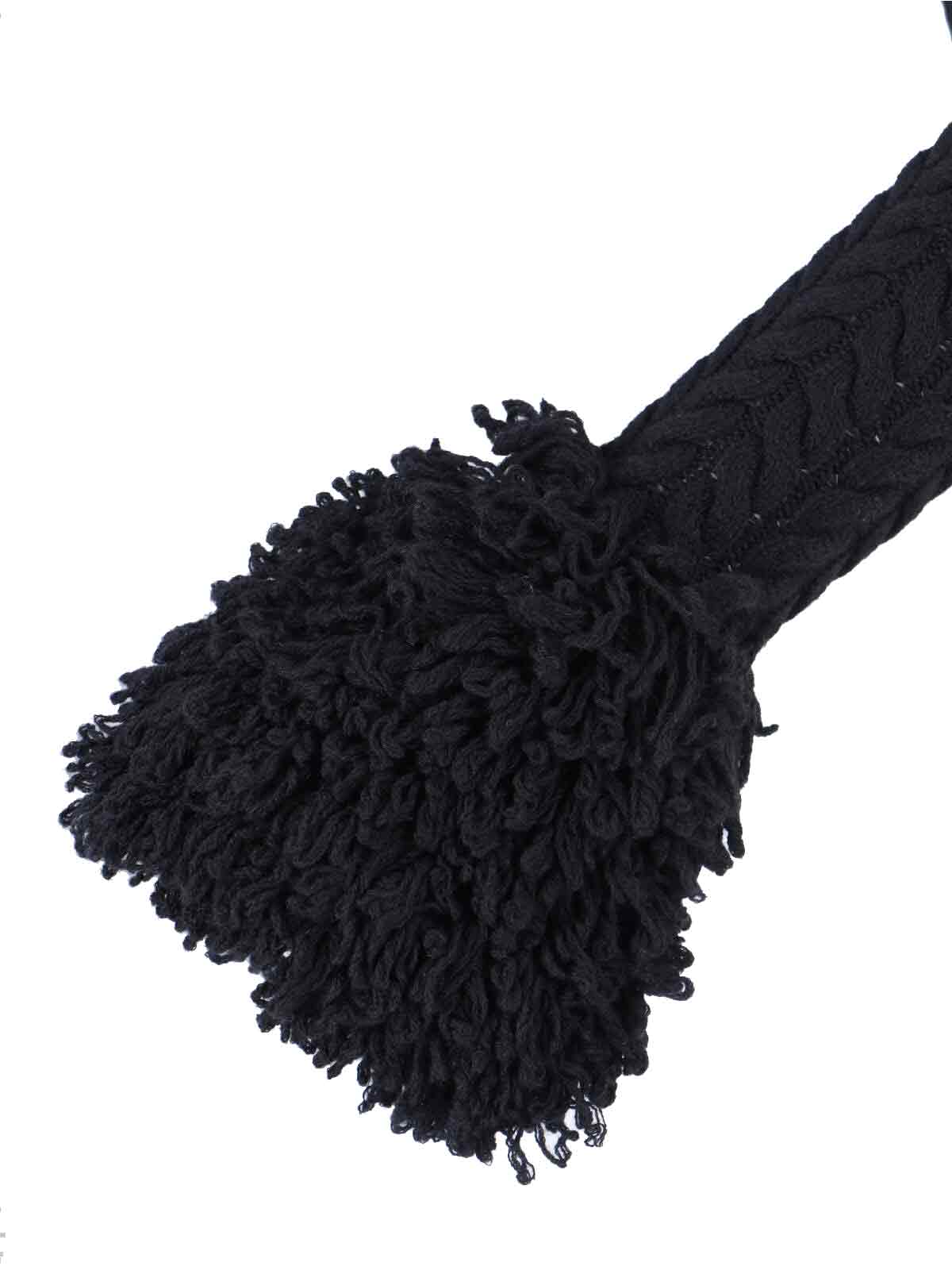 Patou Long Cardigan With Wool And Cashmere Fringes In Black