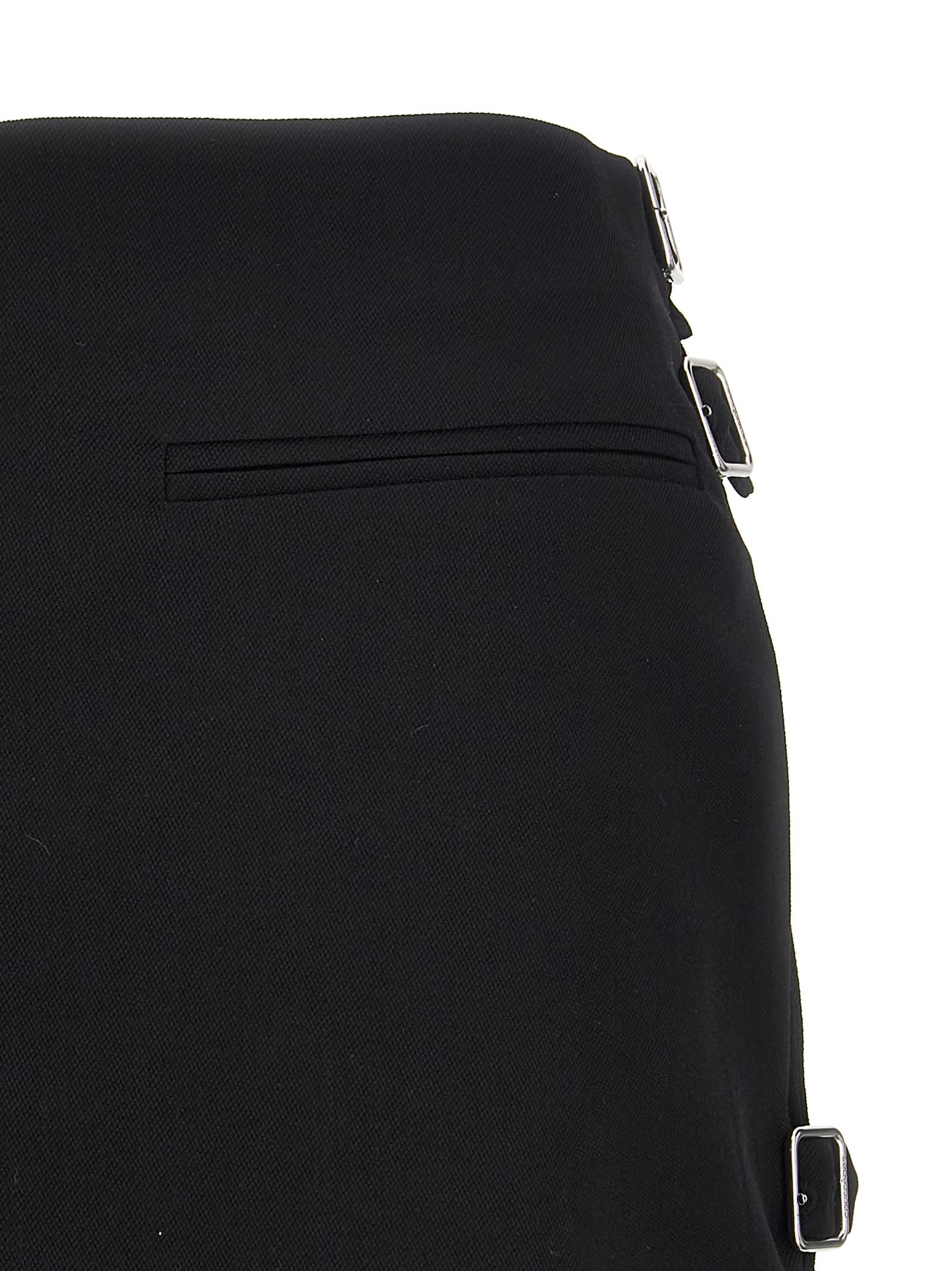 Shop Courrèges Multi Sangle Wool Mini Skirt In Black