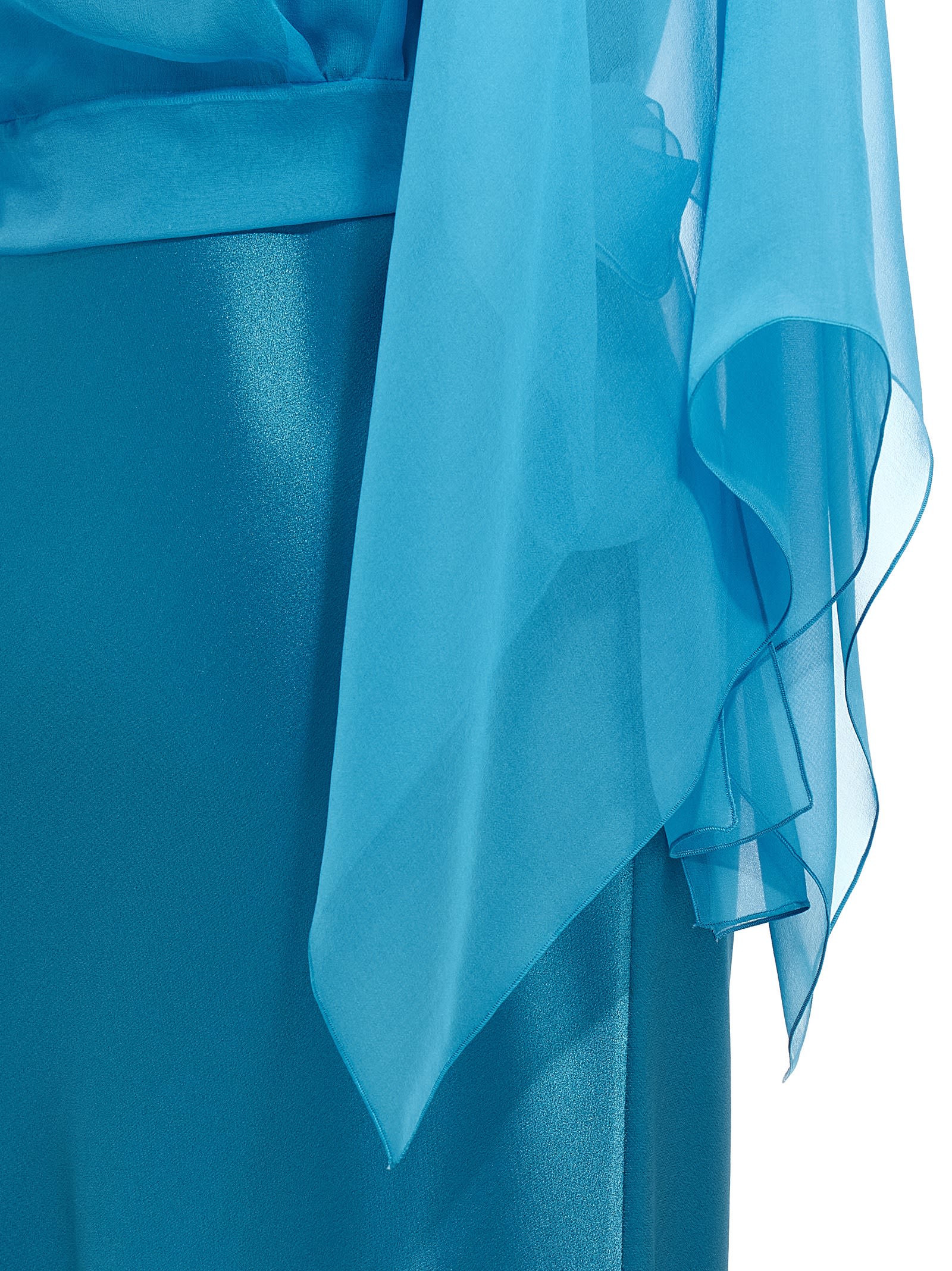 Alberta Ferretti Blue Long Dress With Layered Design And Upper Cape