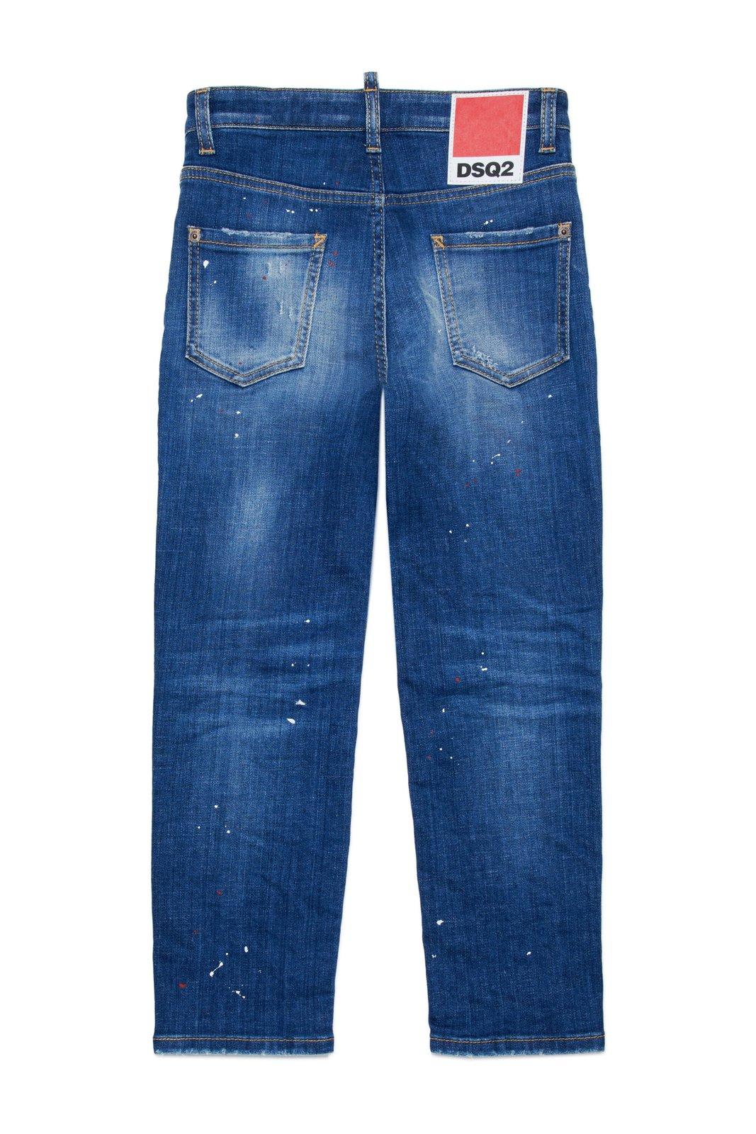 Shop Dsquared2 Distressed Straight-leg Jeans In Blue