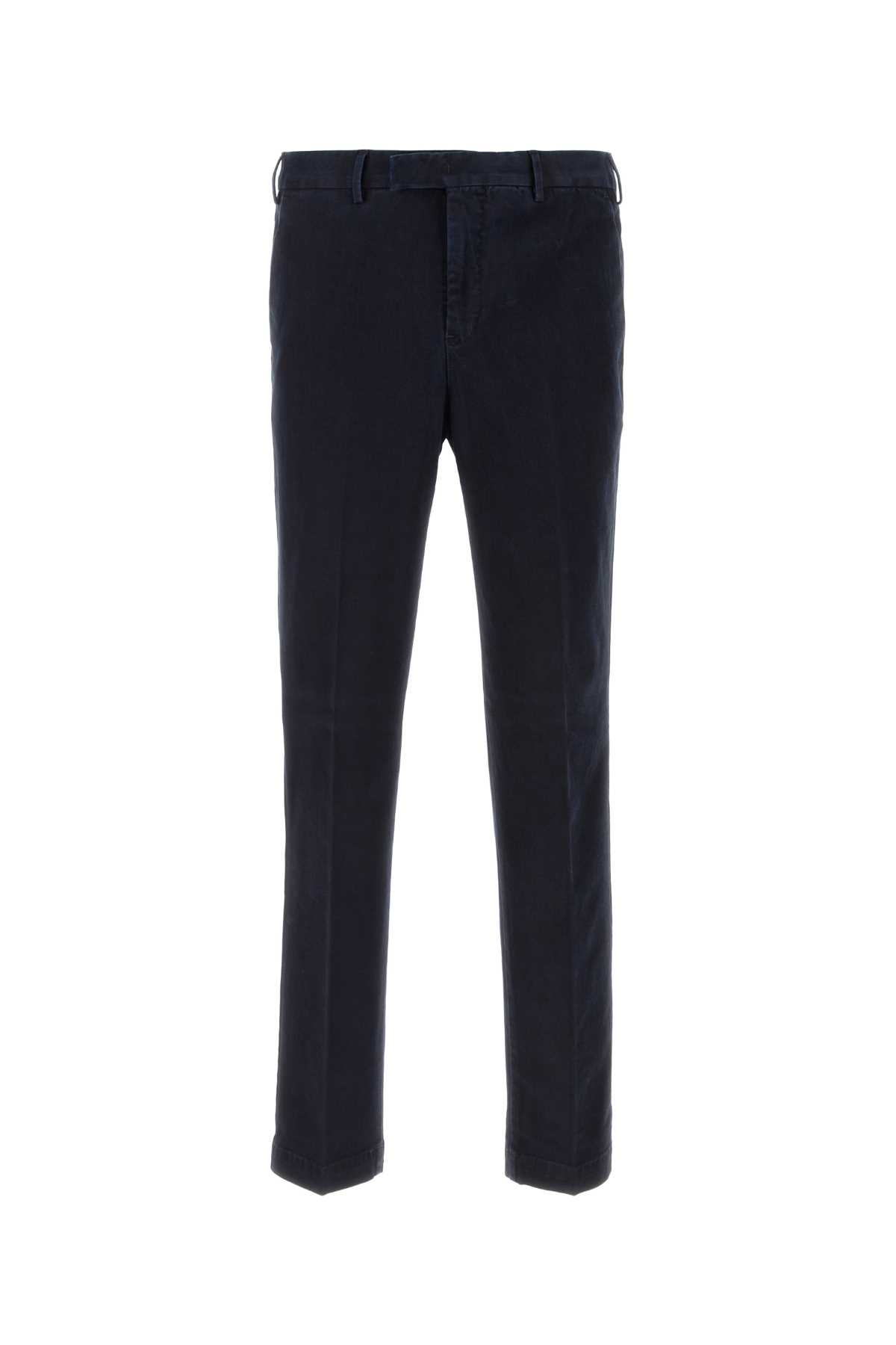 Pt Torino Midnight Blue Stretch Modal Blend Pant In Black