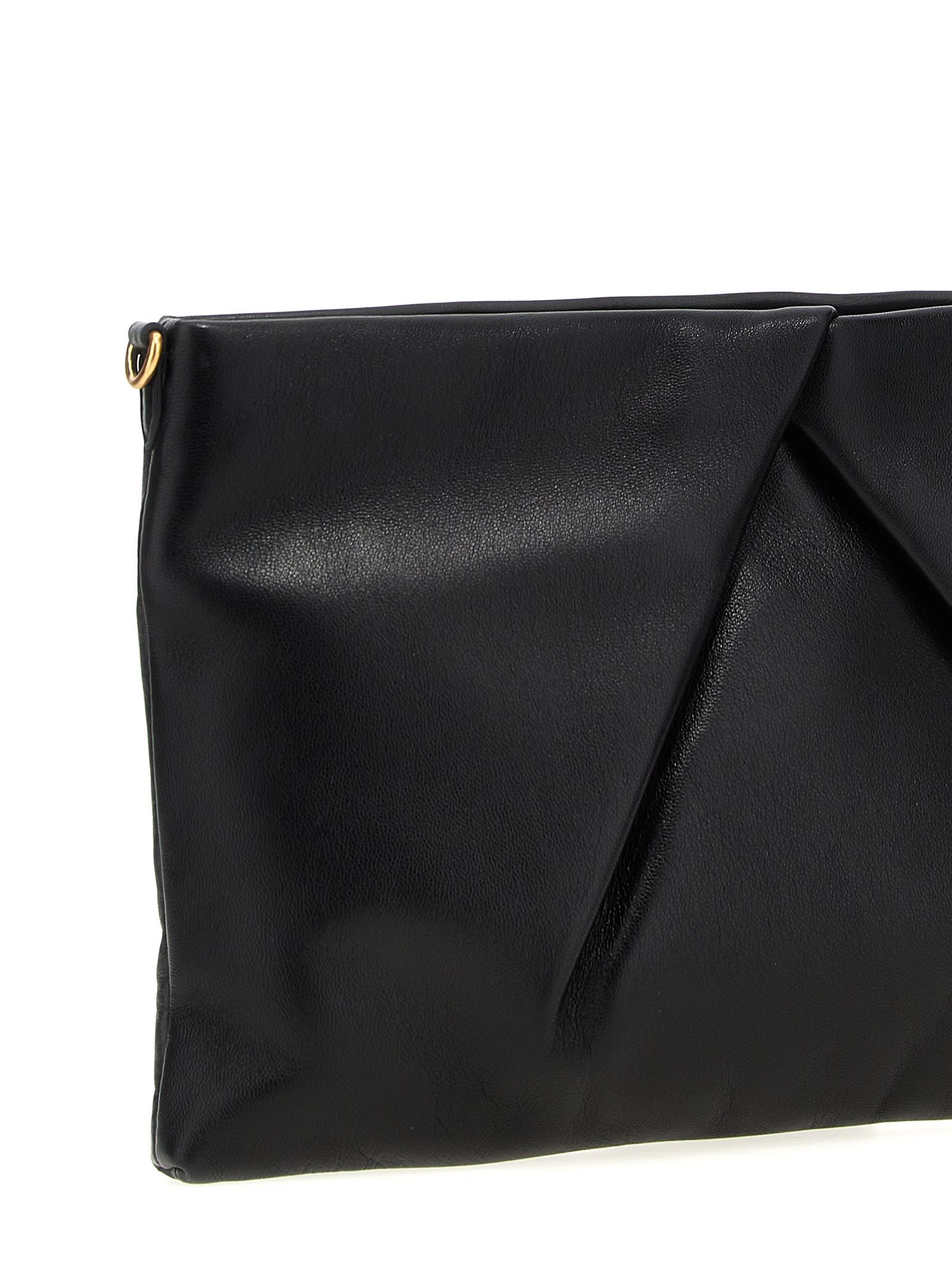 Shop Dries Van Noten Logo Leather Clutch Bag In Black