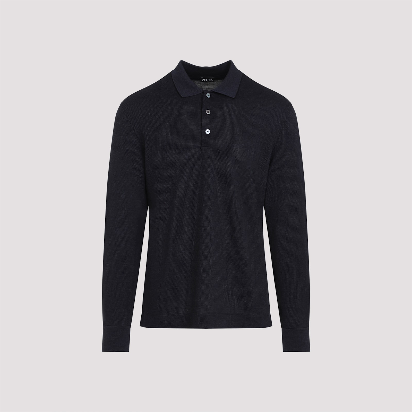 Shop Zegna Long Sleeves Polo In Blue Navy Unito