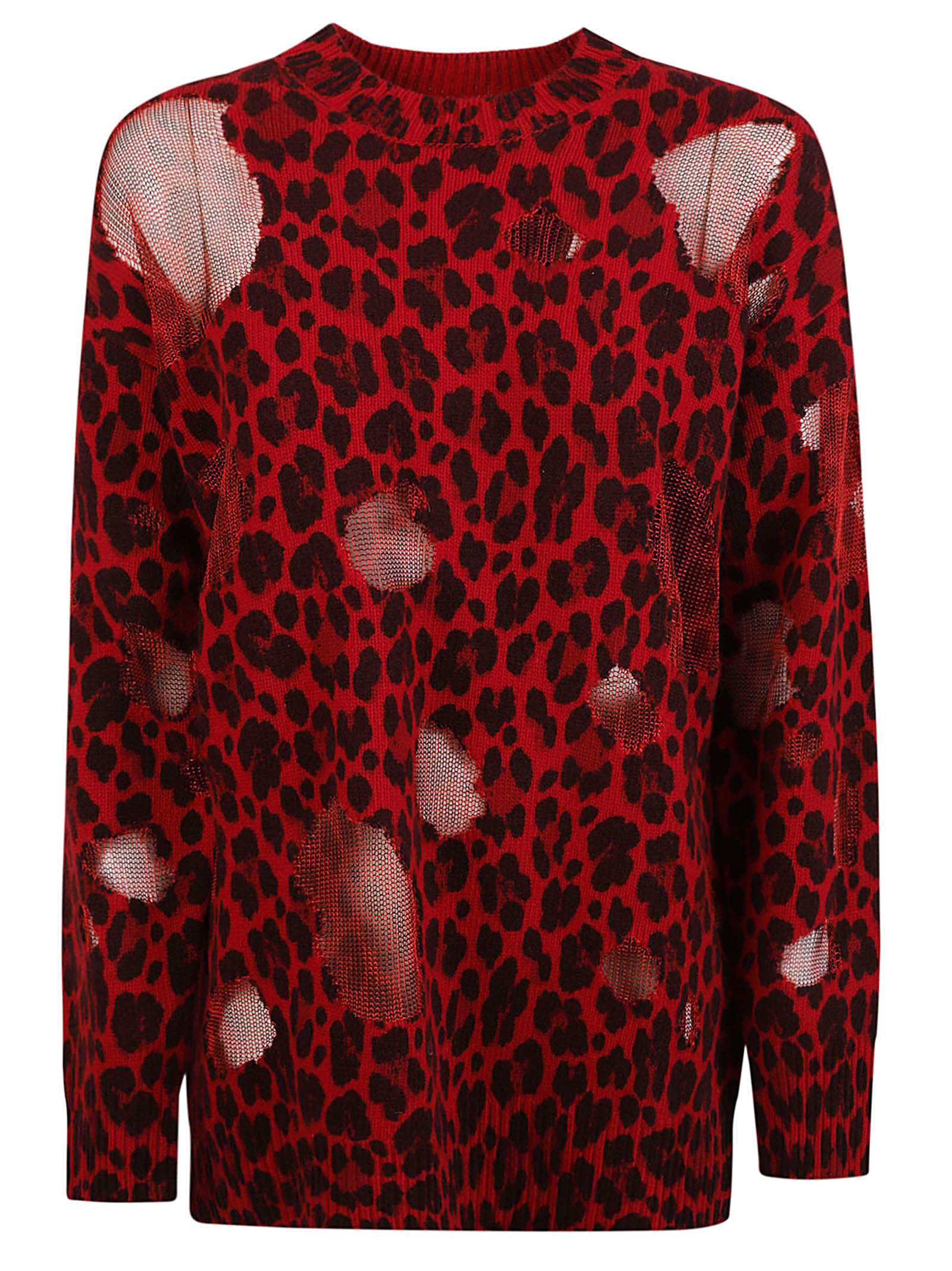 Shop Versace Intarsia Printed Knit Sweater In Lipstick Red