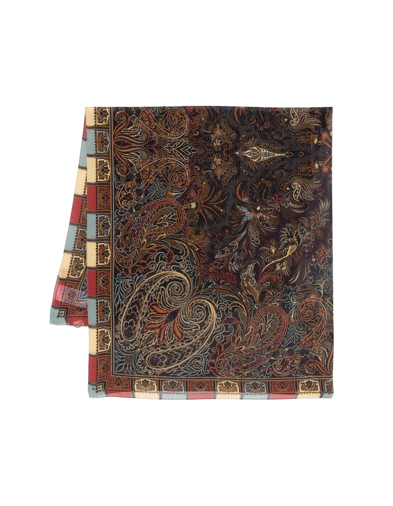 Scarf With Multicoloured Paisley Pattern