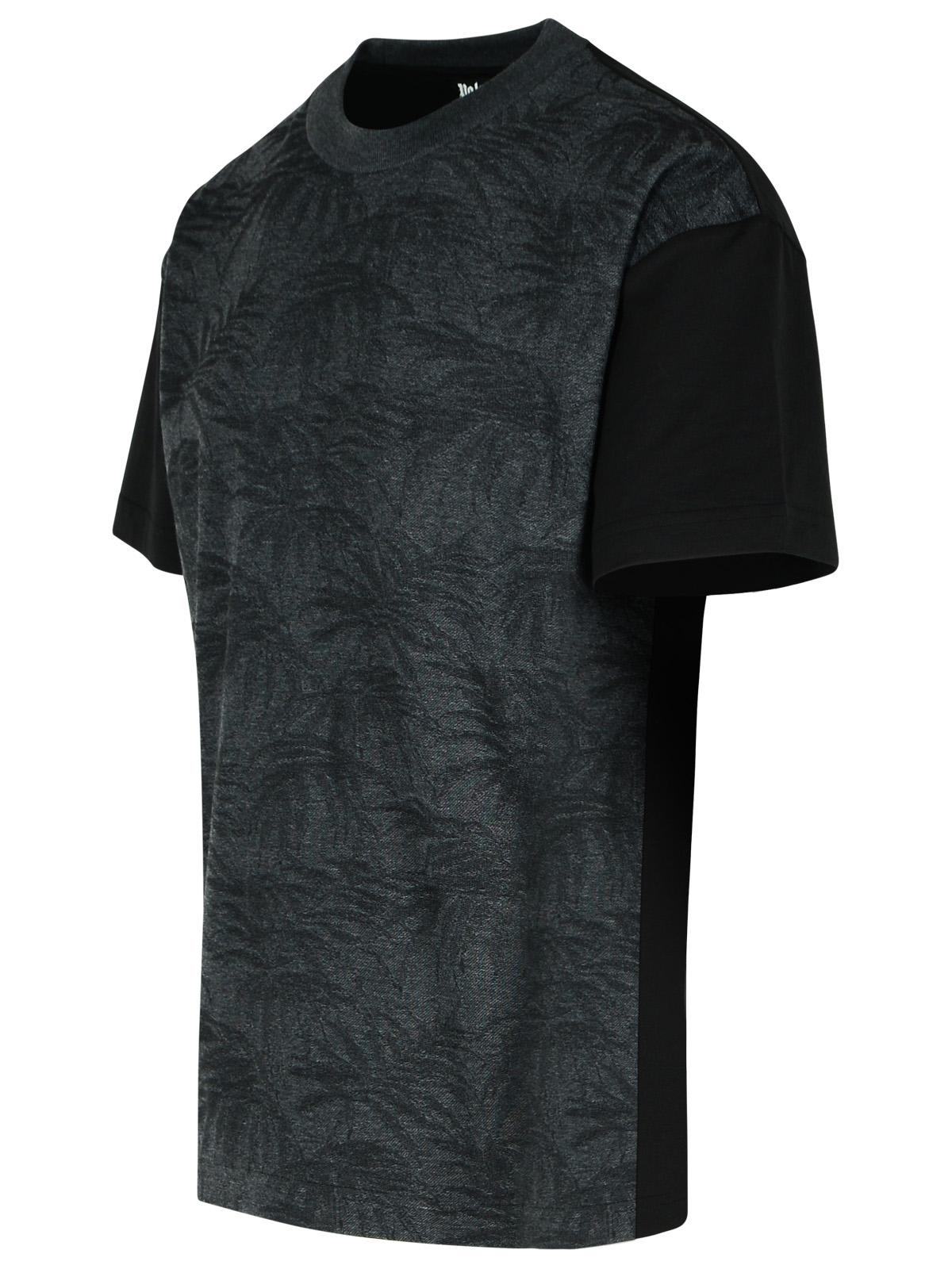 Palm Angels Palms Curved Black Cotton Blend T-shirt In Black
