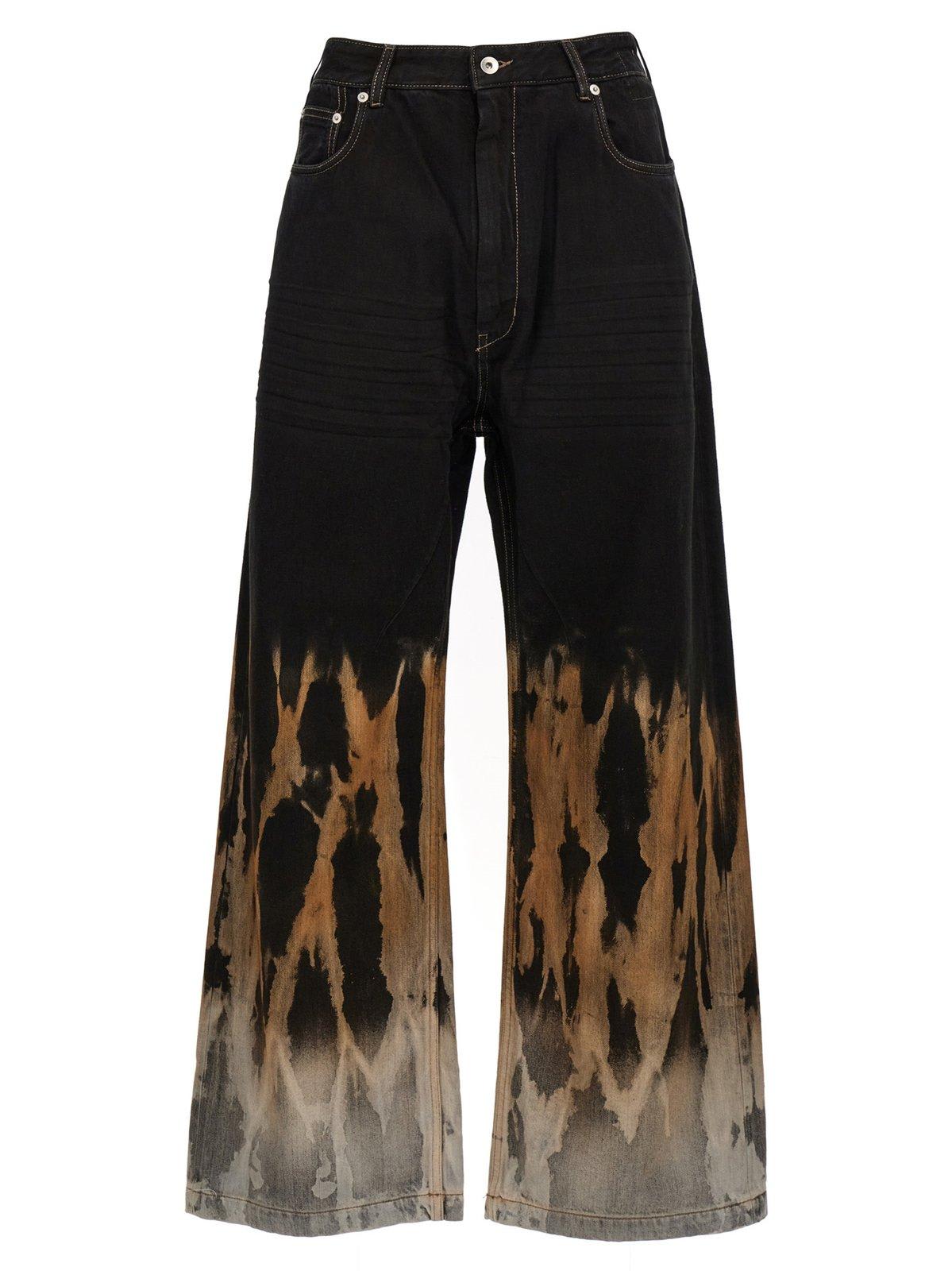 Shop Drkshdw Geth Tie-dyed Wide-leg Jeans In Black