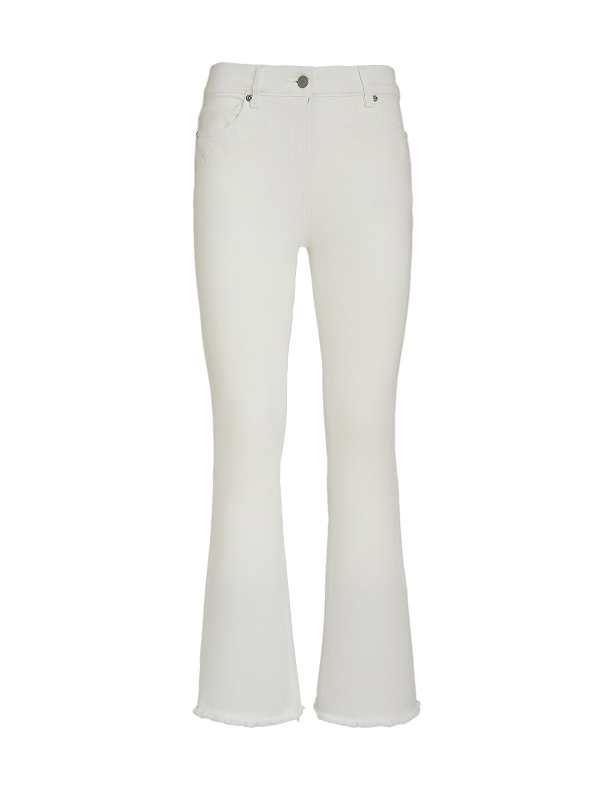 Etro Woman White Flare Jeans With Embroidery