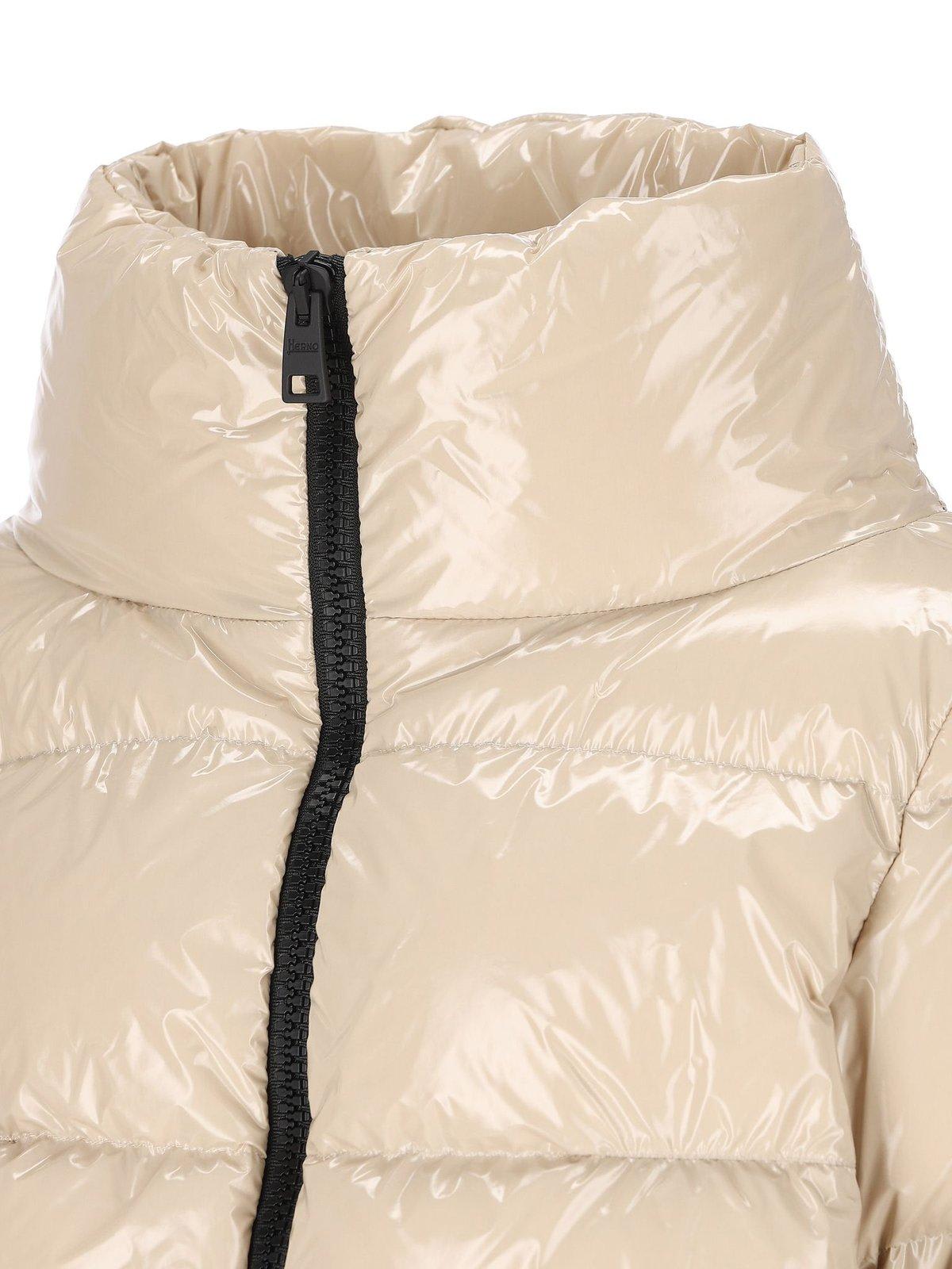 Herno Zipped Hooded Down Jacket In Neutral