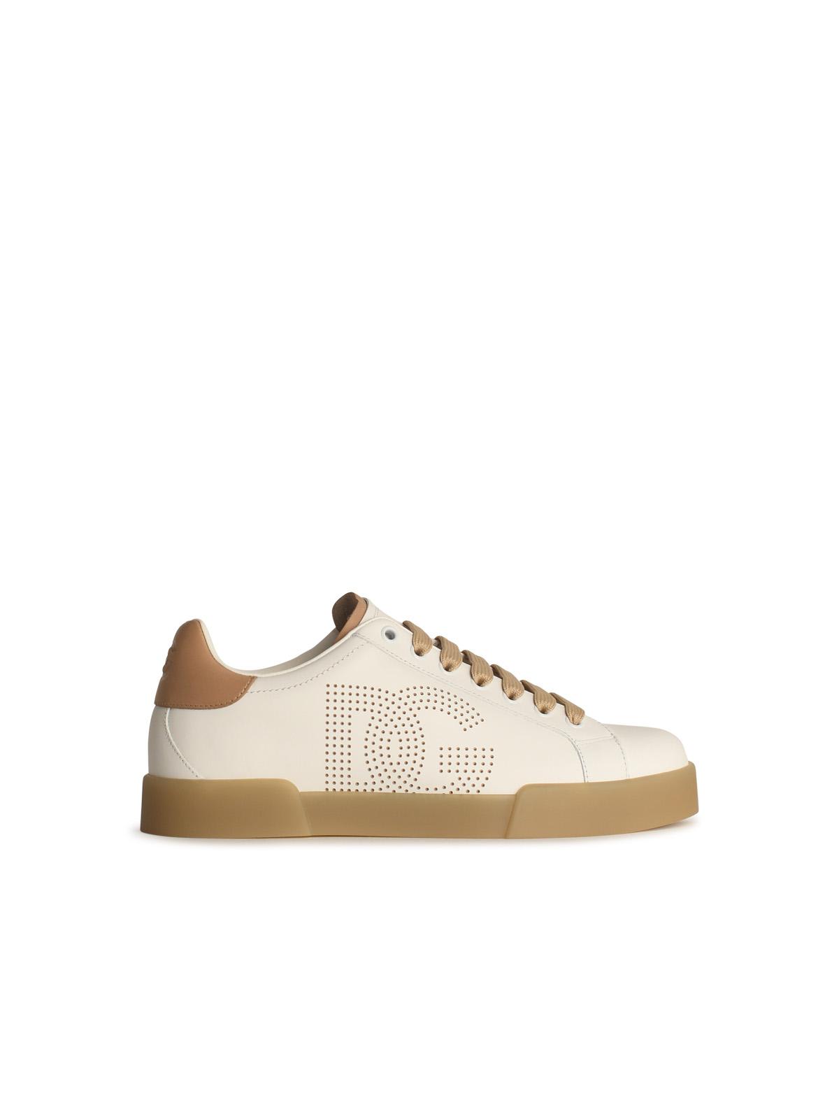 Shop Dolce & Gabbana White Leather Sneakers