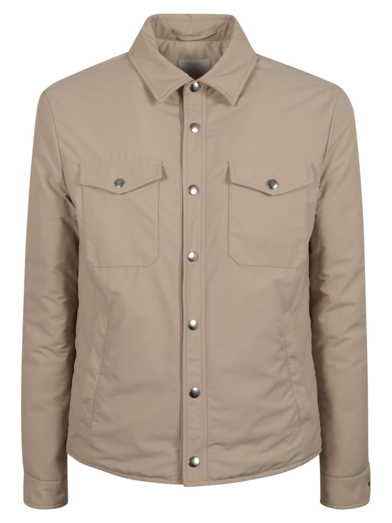 Shop Eleventy Padded Back Patched Pocket Jacket In Sand