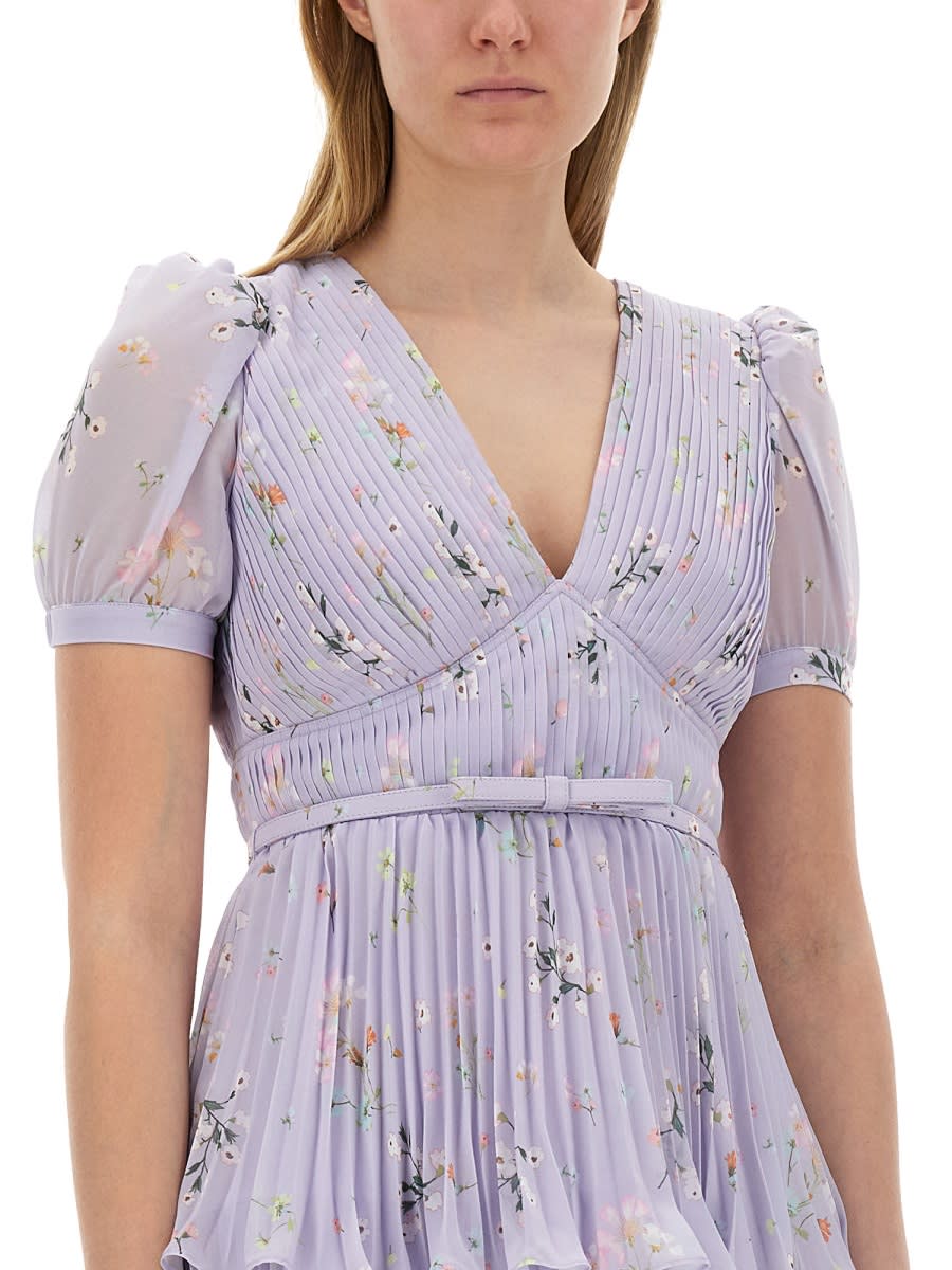 Shop Self-portrait Chiffon Dress In Lilac
