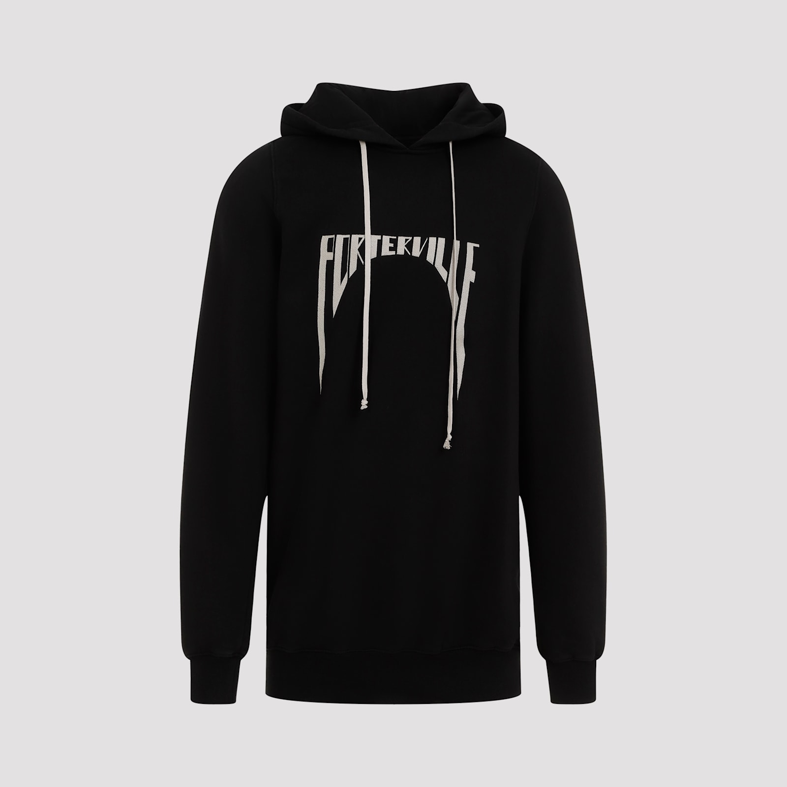 Shop Rick Owens Cotton Hoodie In Black Pearl