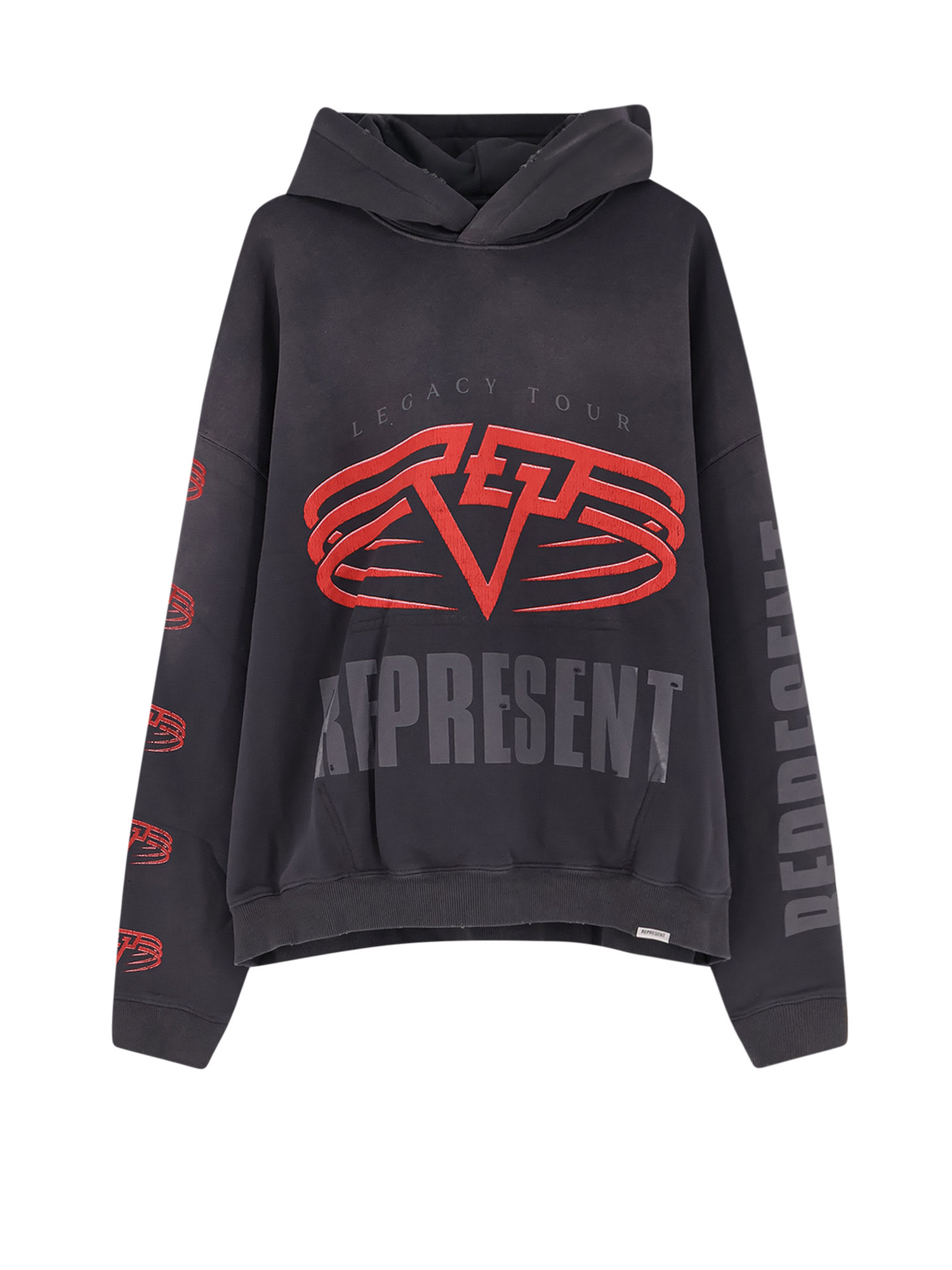 Represent Grey Hoodie With Maxi Logo Print On Front And Rear And Dropped Shoulders In Cotton Man In Gray