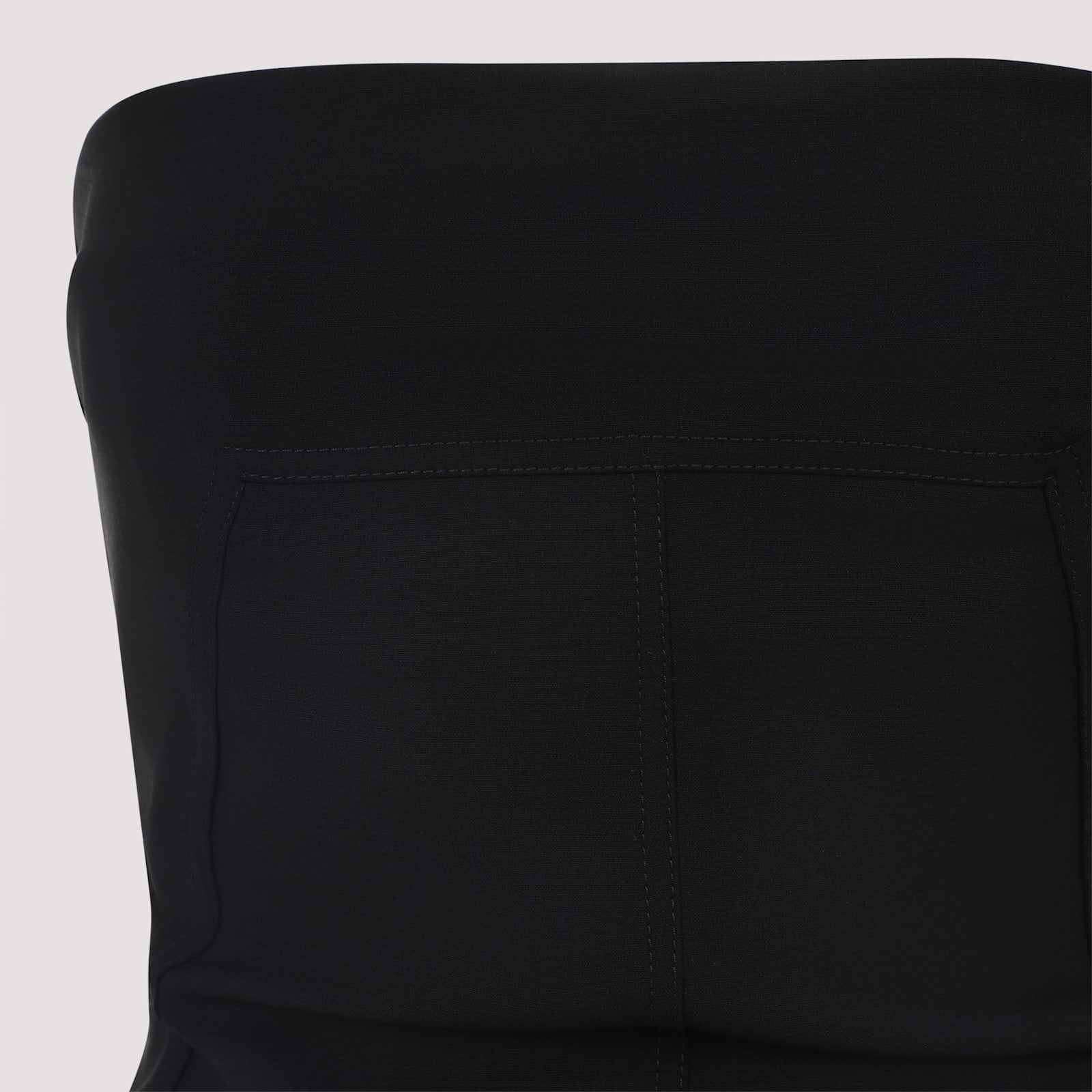Rick Owens Strapless Black Top With Fitted Bodice And Flared Hem In Black