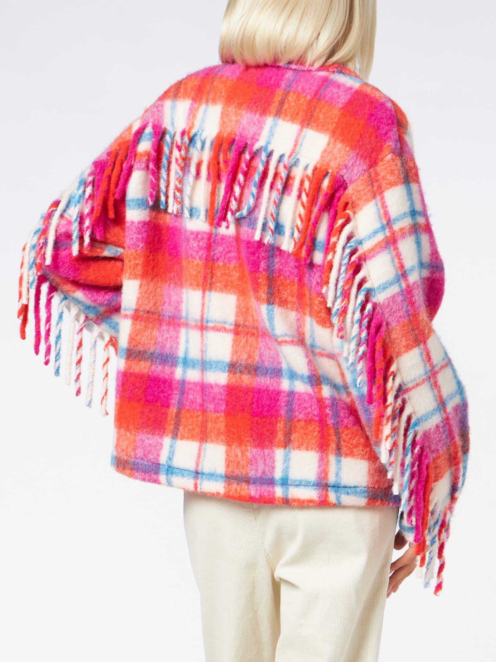 Mc2 Saint Barth Woman Overshirt Jacket With Fringes In Multicolor
