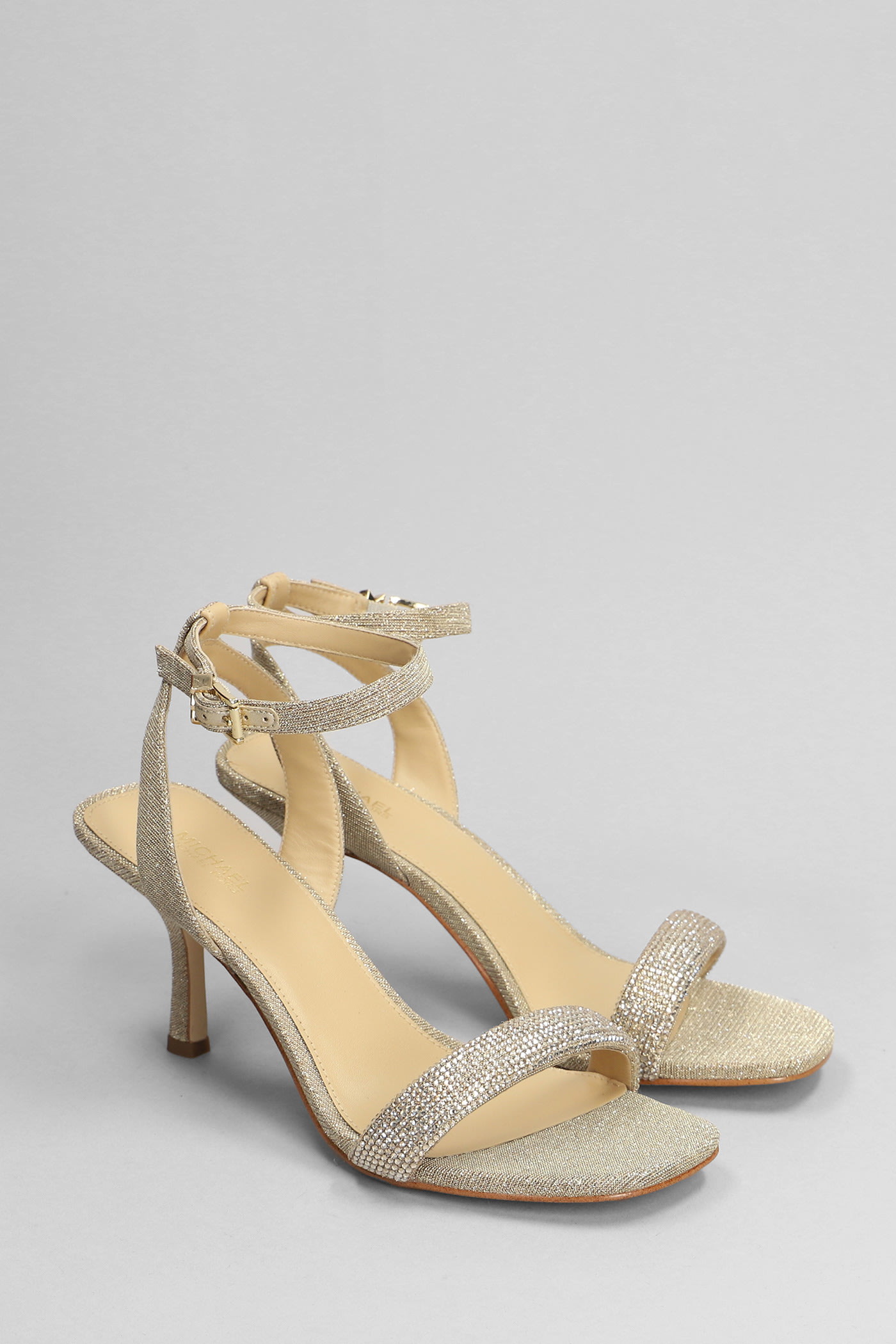 Shop Michael Kors Carrie Sandals In Gold Glitter