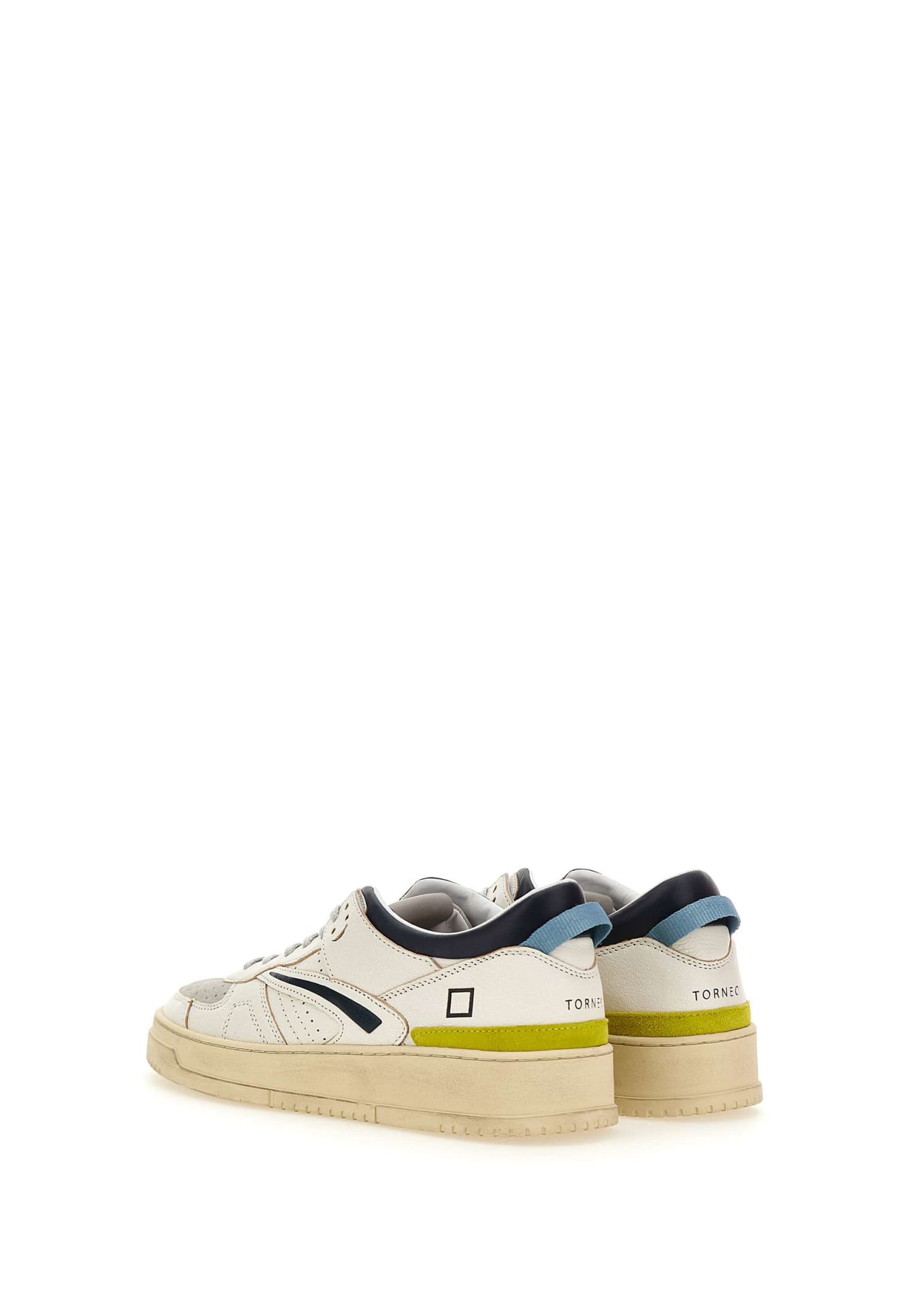 Shop Date Torneo Colored Leather Sneakers In White