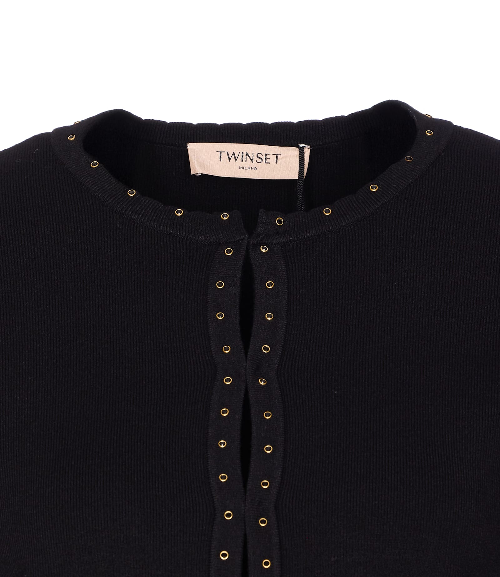 Twinset Embellished Stud-detail Cardigan In Black