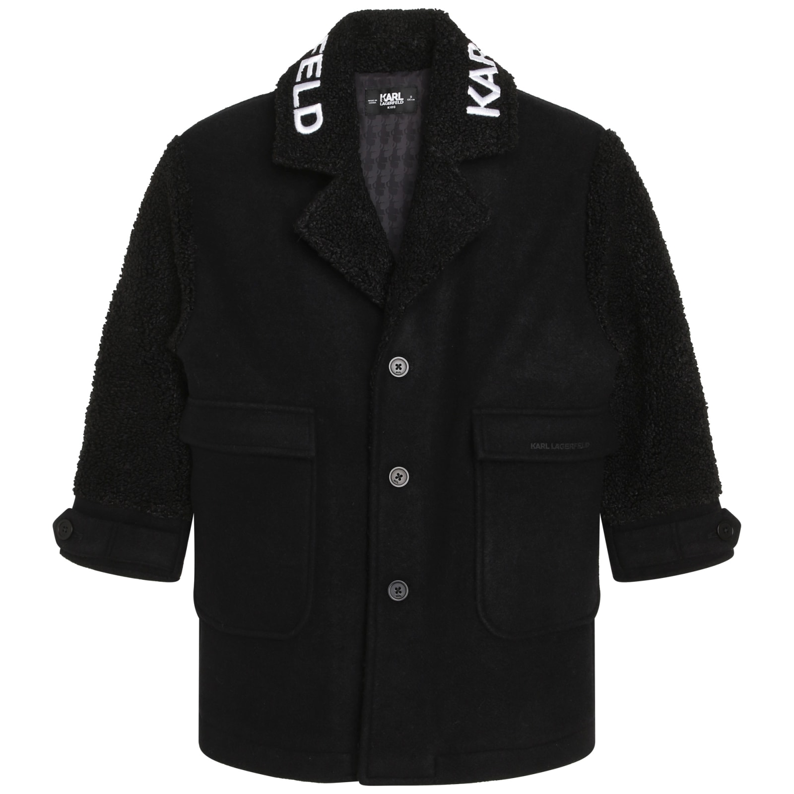 KARL LAGERFELD SINGLE-BREASTED COAT WITH LOGO