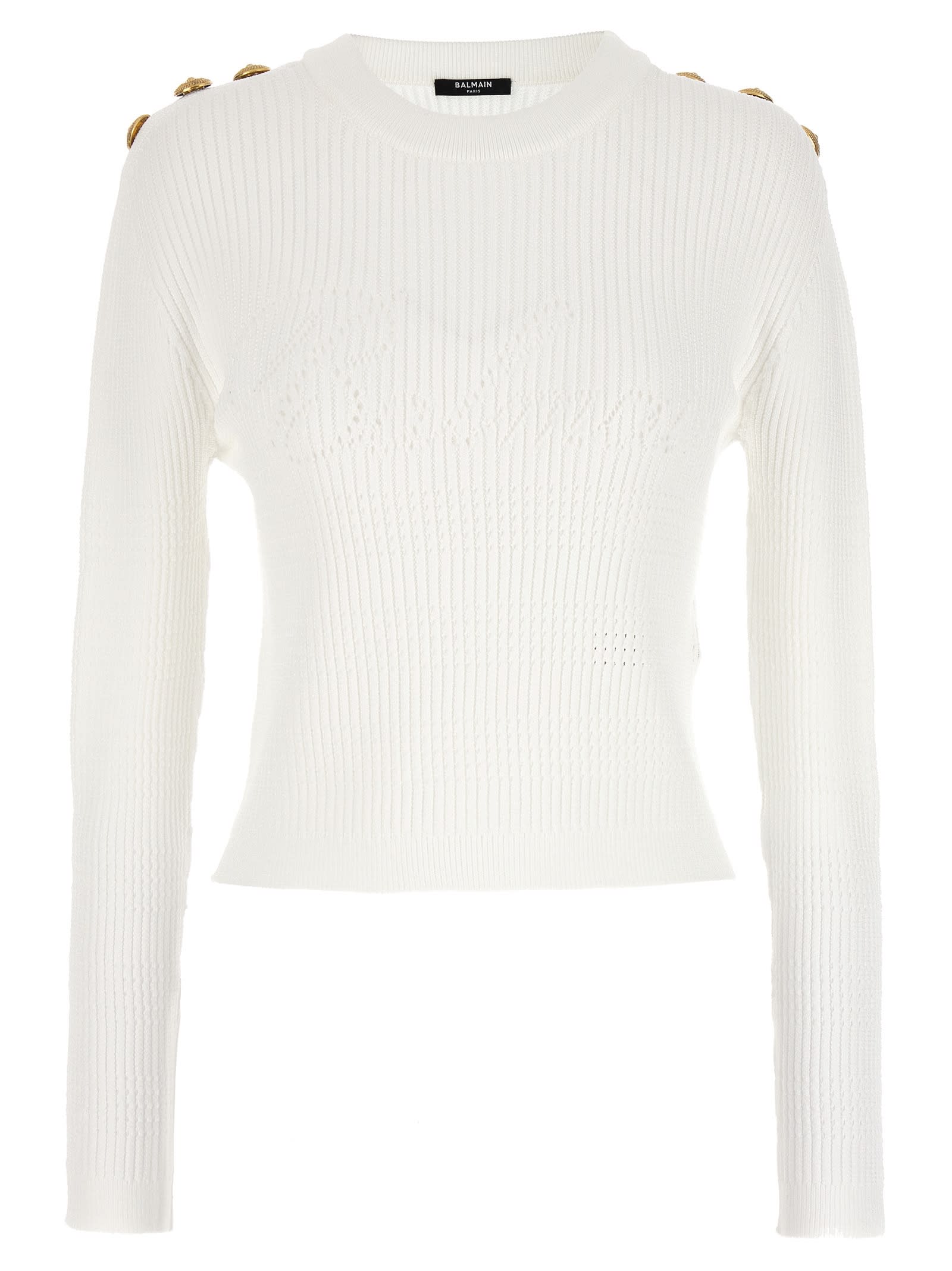Shop Balmain Sweater In Bianco