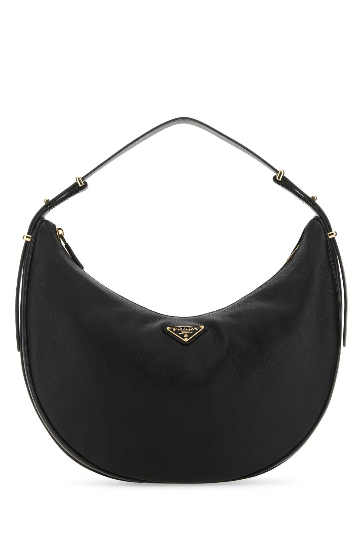 Shop Prada Black Leather Big Arquã¨ Handbag In Nero