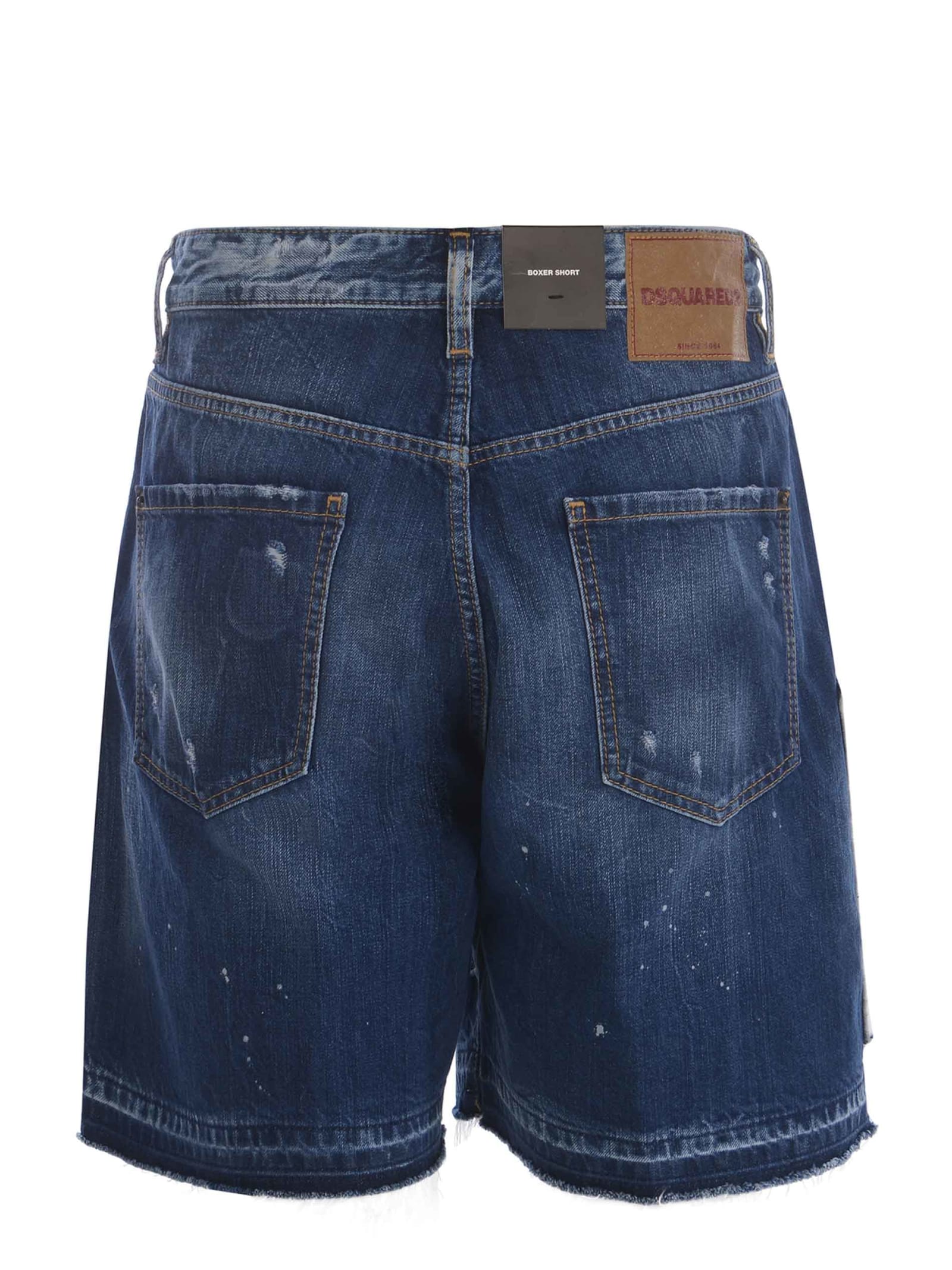 Shop Dsquared2 Shorts  Boxer Made Of Denim In Denim Blu