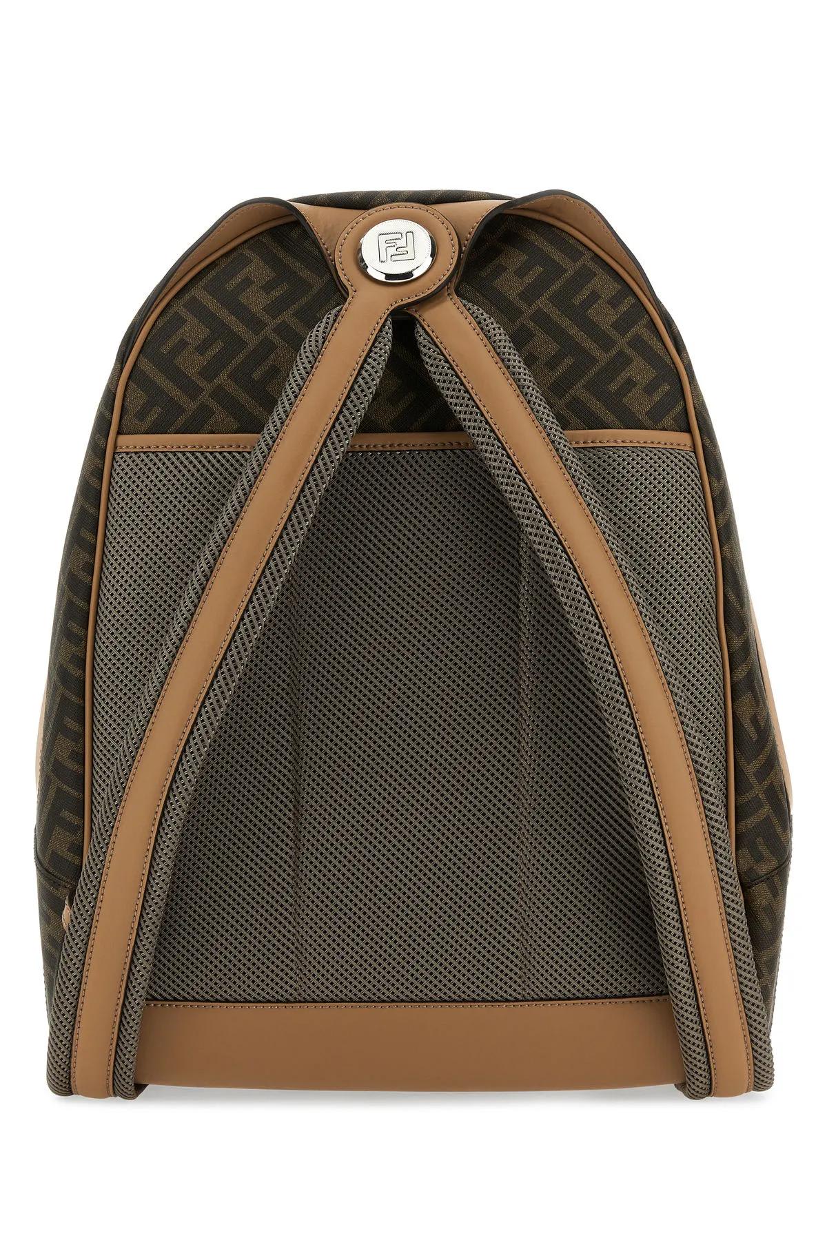 Shop Fendi Multicolor Canvas And Leather Chiodo Diagonal Backpack In Brown