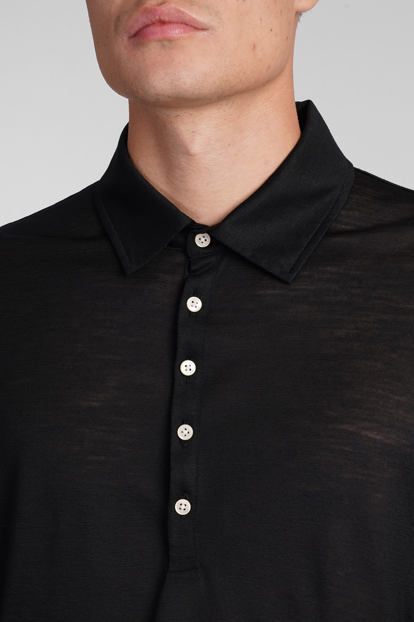 Shop Massimo Alba Ischia Polo In Black Wool