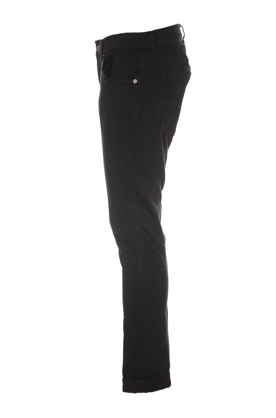 Shop Dondup Button Detailed Straight Leg Jeans In Nero