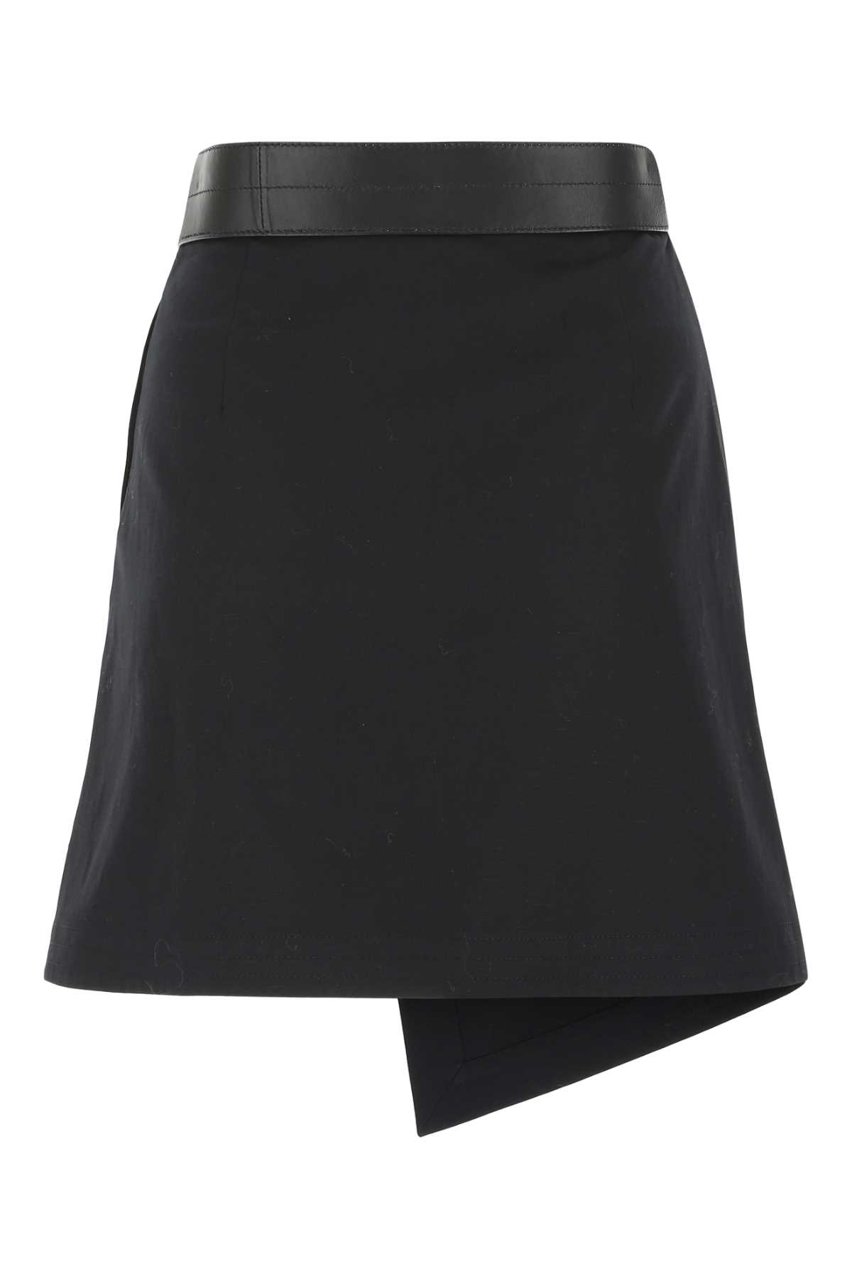 Shop Loewe Black Cotton Blend Mini Skirt