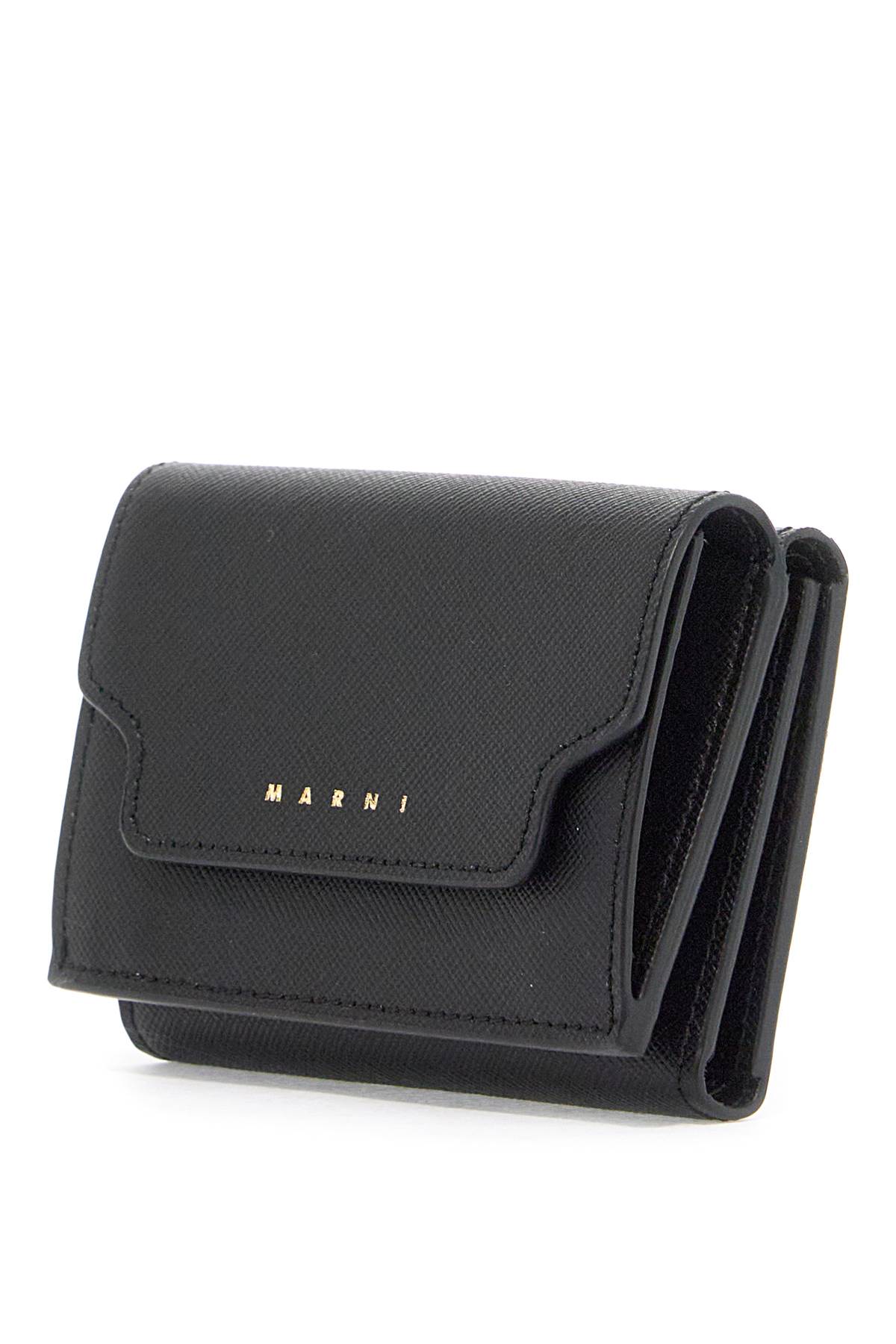 Shop Marni Saffiano Leather Tri-fold Wallet In Black (black)