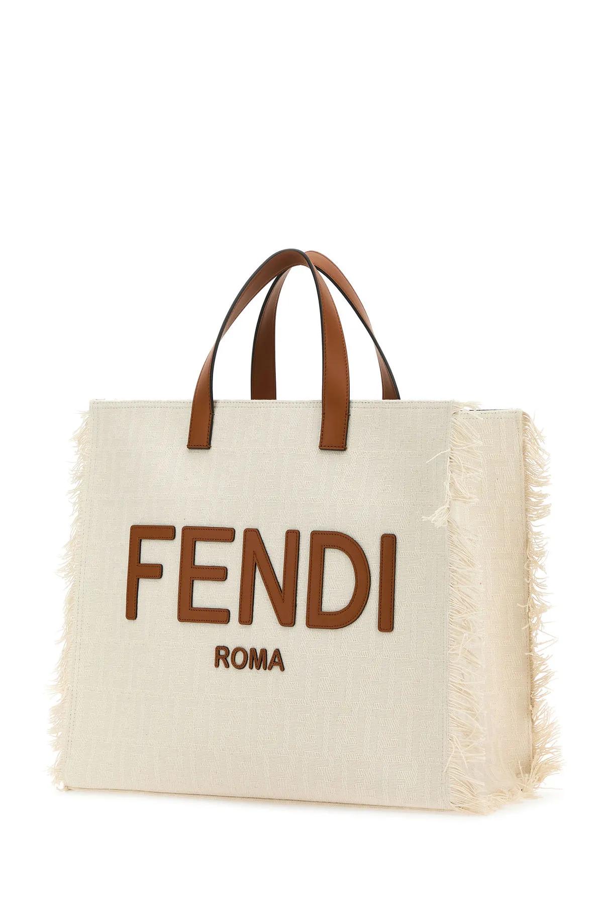 Shop Fendi Embroidered Jacquard Shopping Bag In Grey