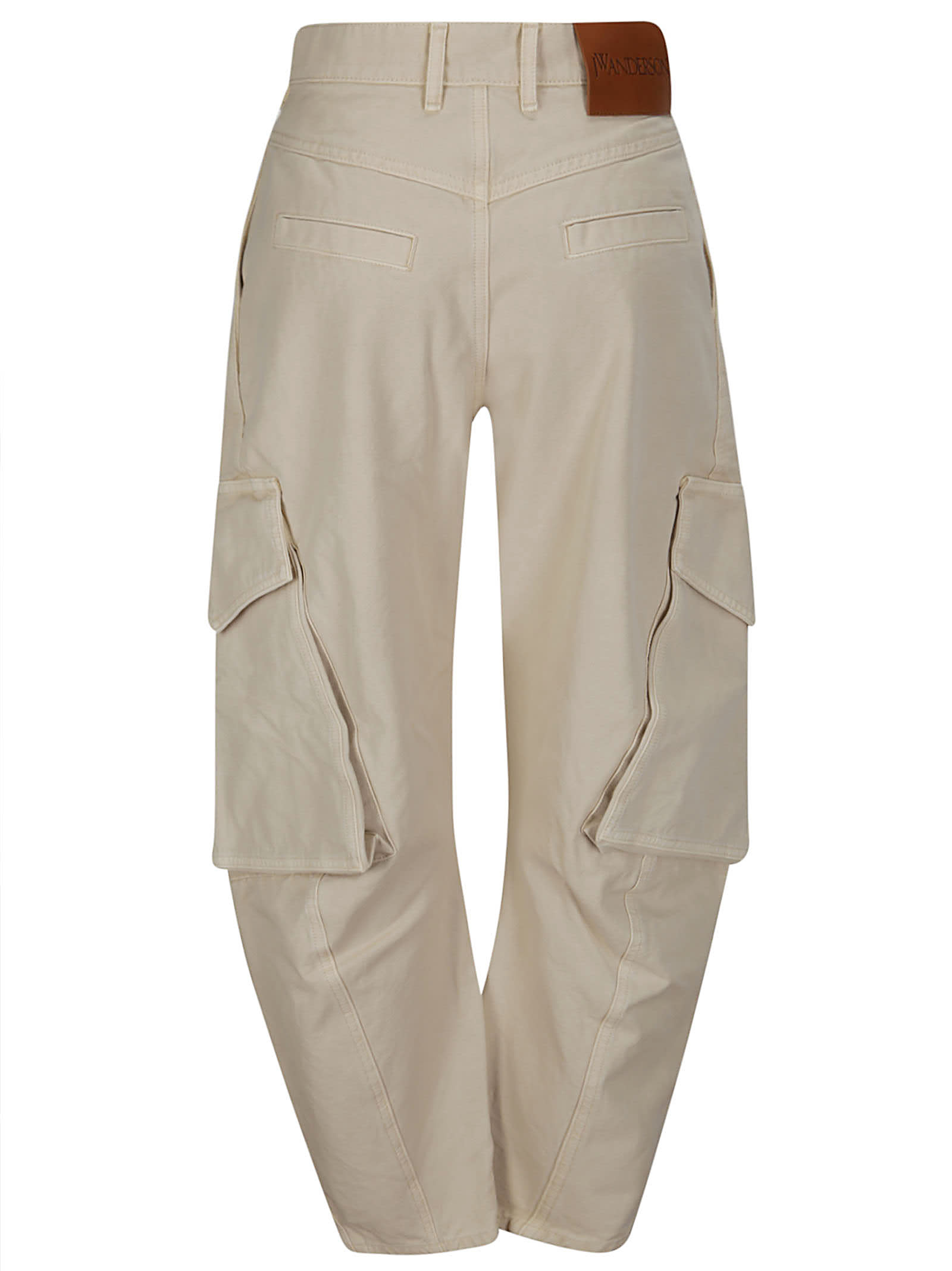 Shop Jw Anderson Twisted Cargo Trousers In Chalk