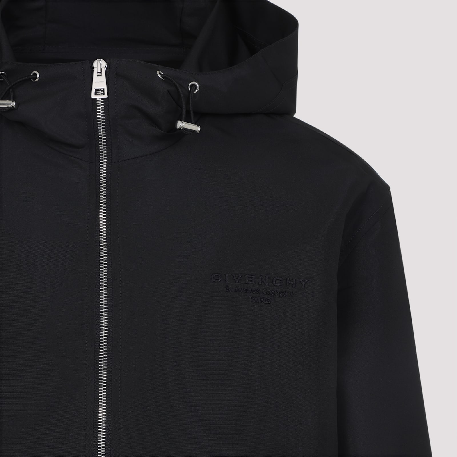 Givenchy Drawstring Hooded Windbreaker Jacket In Black