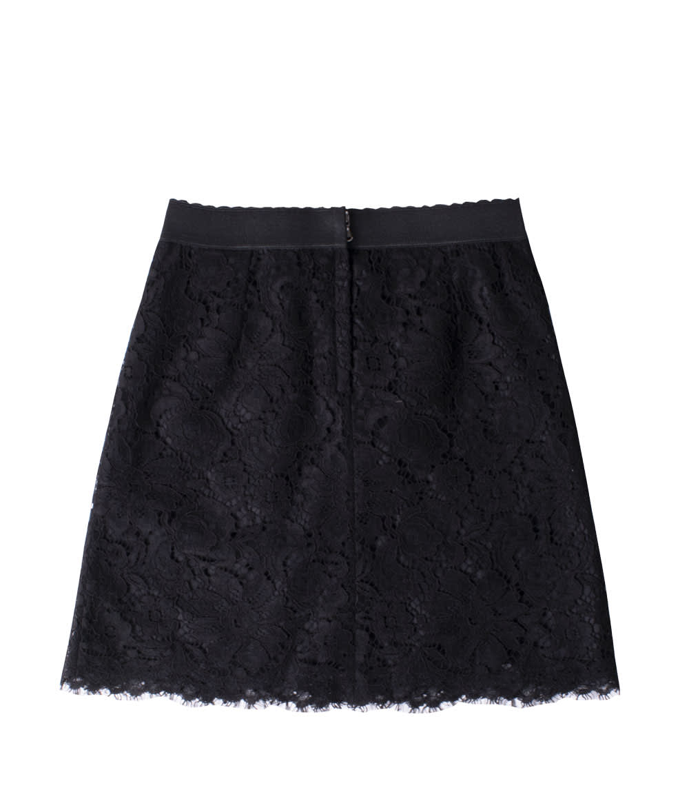 Shop Dolce & Gabbana Lace Skirt In Back