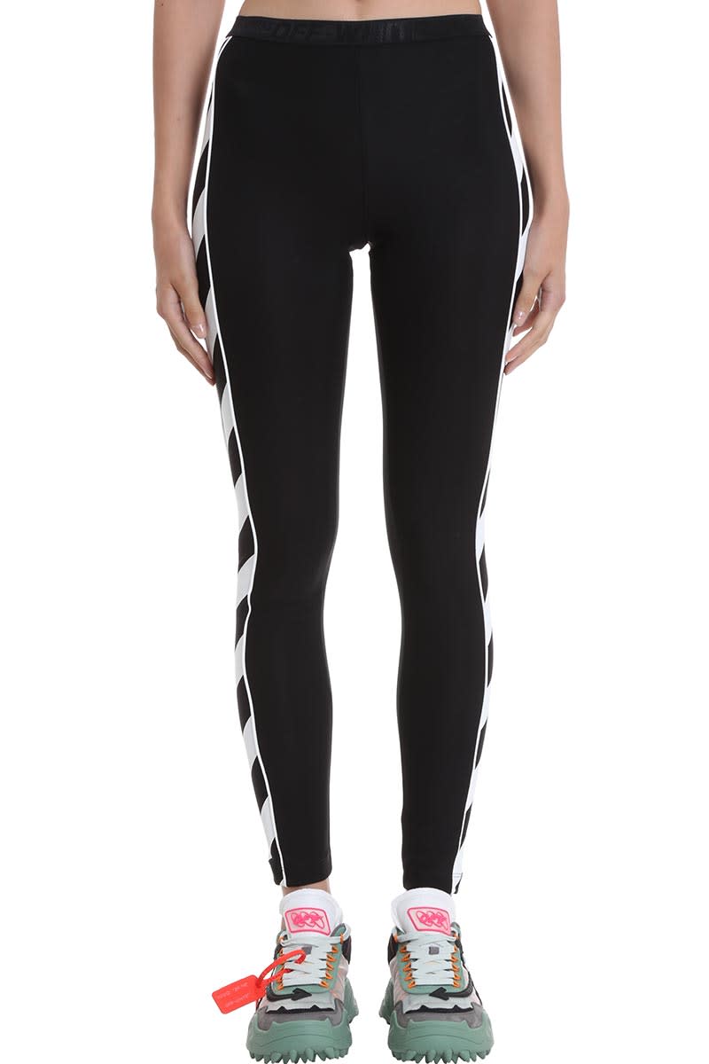 OFF-WHITE DIAG ATHLETIC LEGGINS IN BLACK VISCOSE,11140126