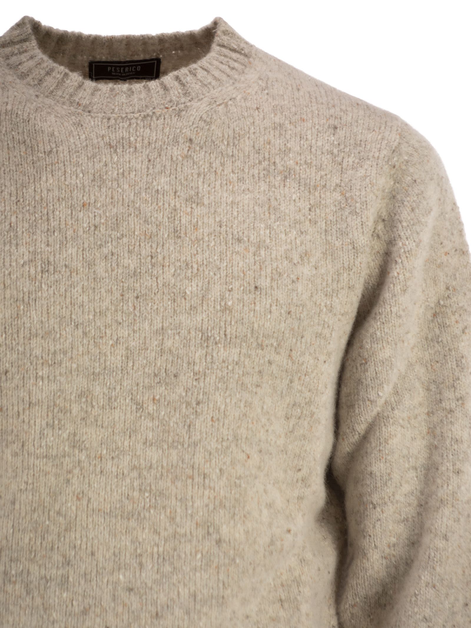 Peserico Long Sleeve Ribbed Sweater In Sand