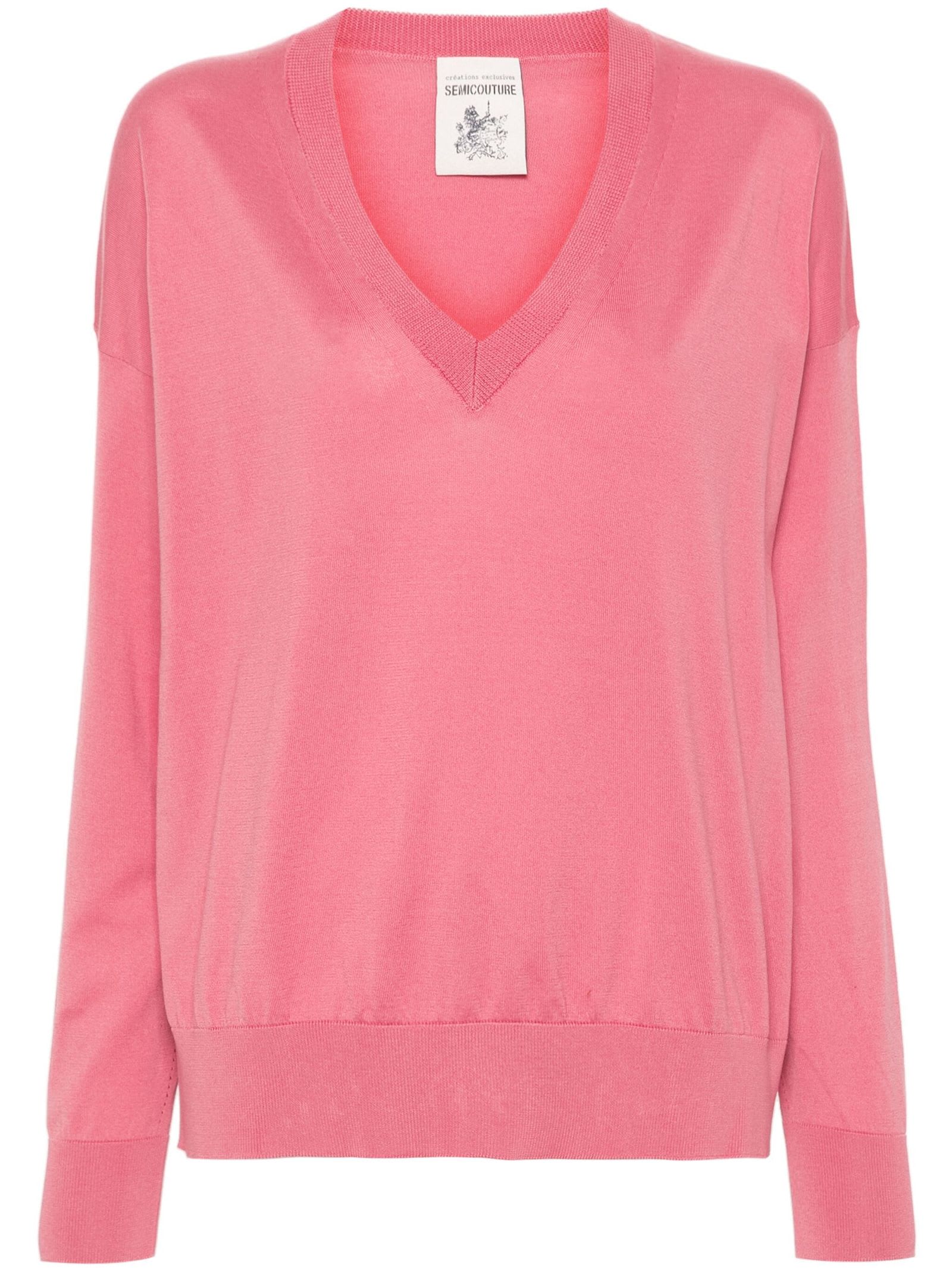 Shop Semicouture Pink Cotton Sweater