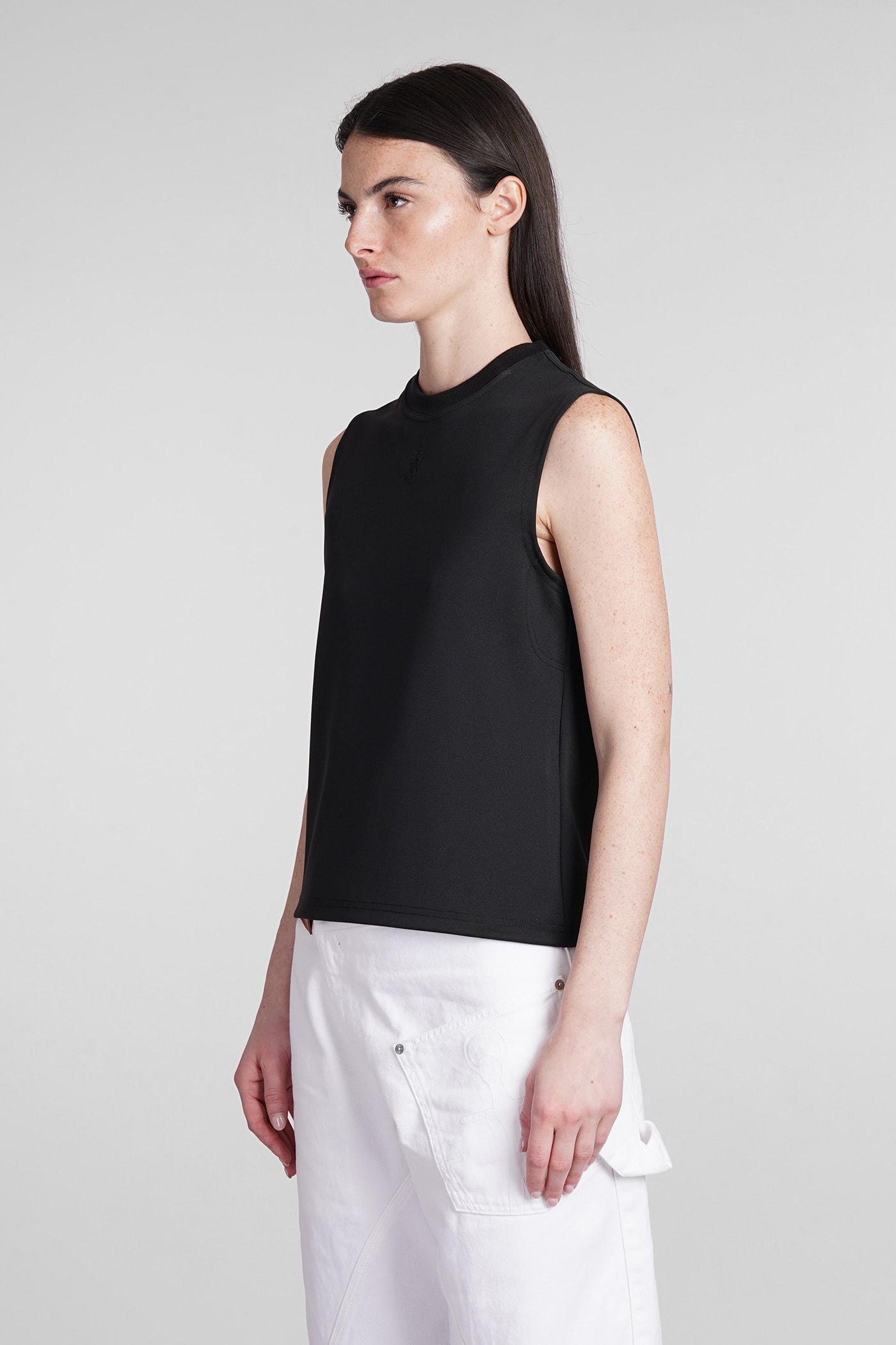 Jw Anderson Stretch Crew Neck Sleeveless Top In Black