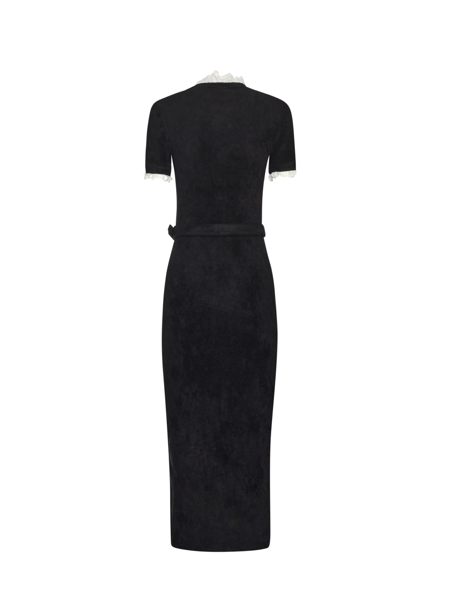 Self-portrait Womens Black Crystal-embellished Lace-trim Chenille-knit Midi Dress In Black