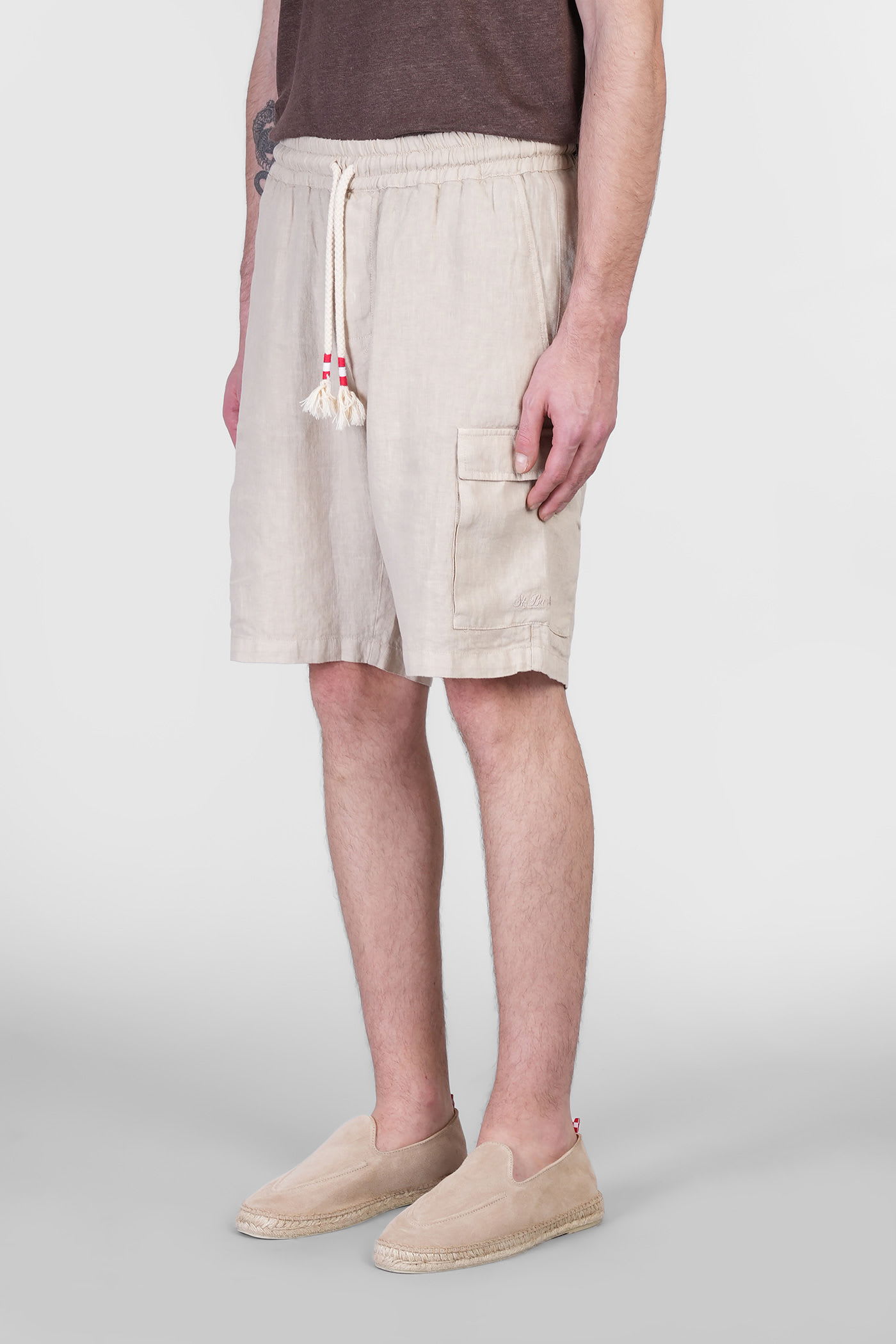 Mc2 Saint Barth Marseille Shorts In Beige Linen In Neutral