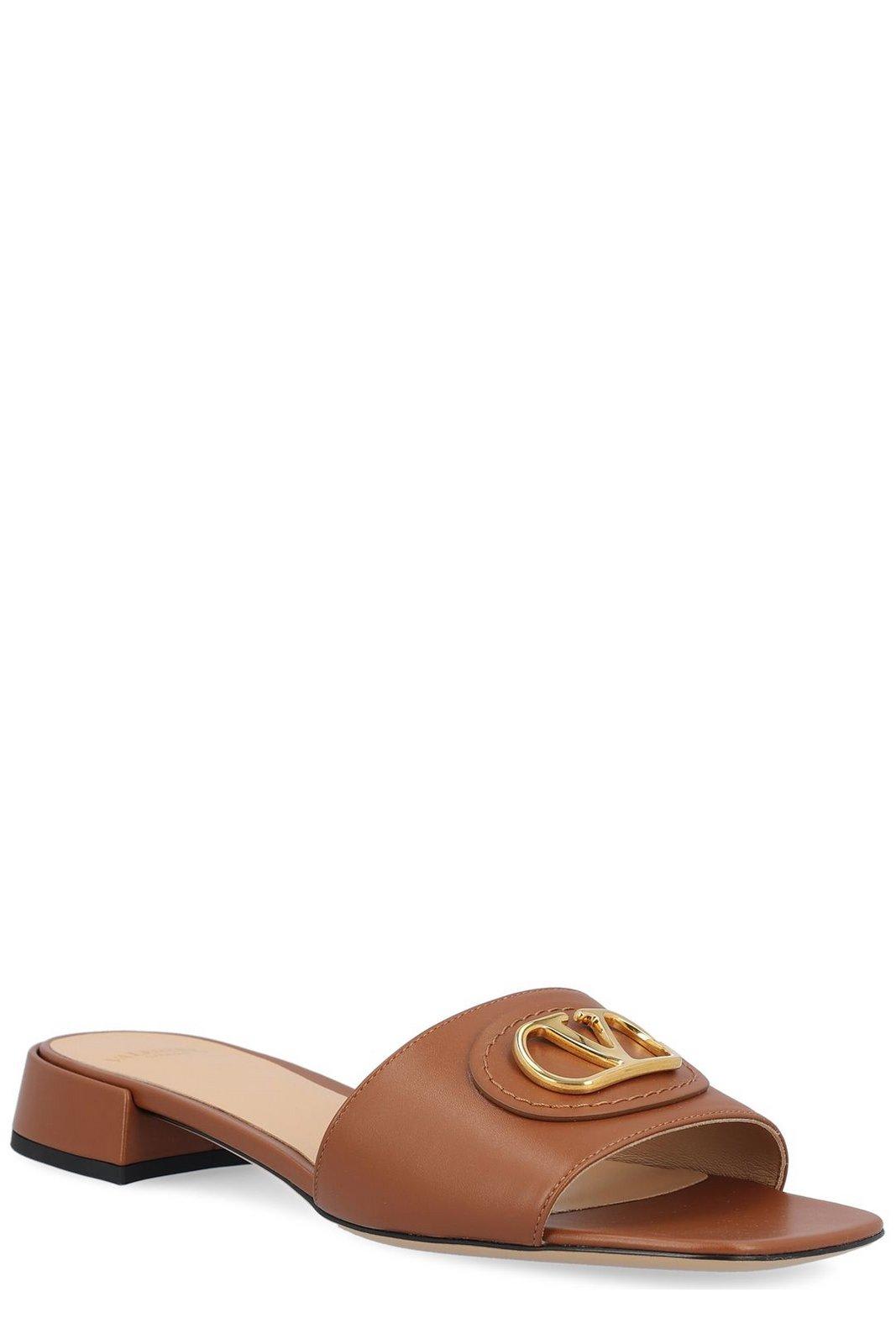 Valentino Vlogo Signature Leather Sandal In Brown