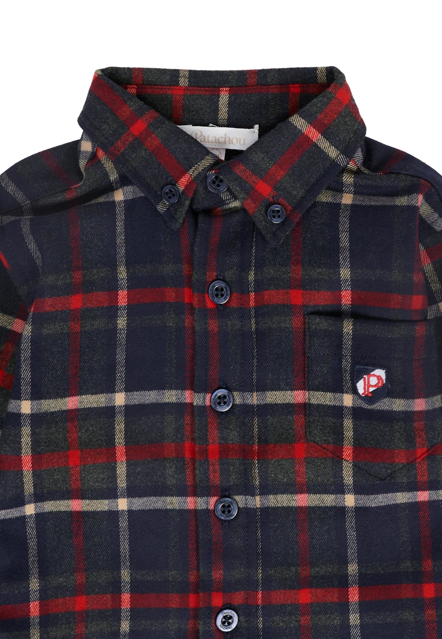 Patachou Blue Shirt For Boy With Patch In Multi