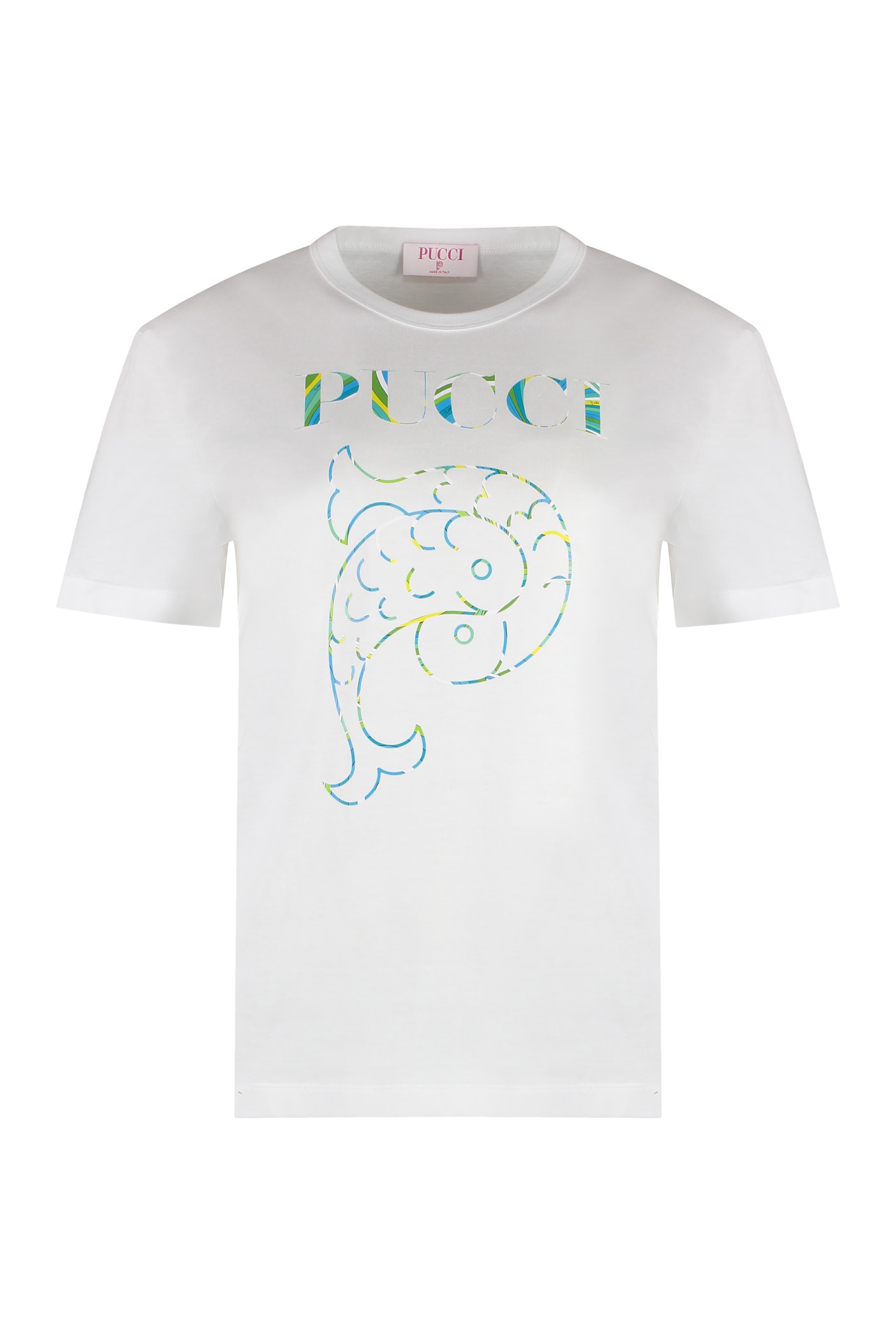 Shop Pucci Logo Print T-shirt In Bianco