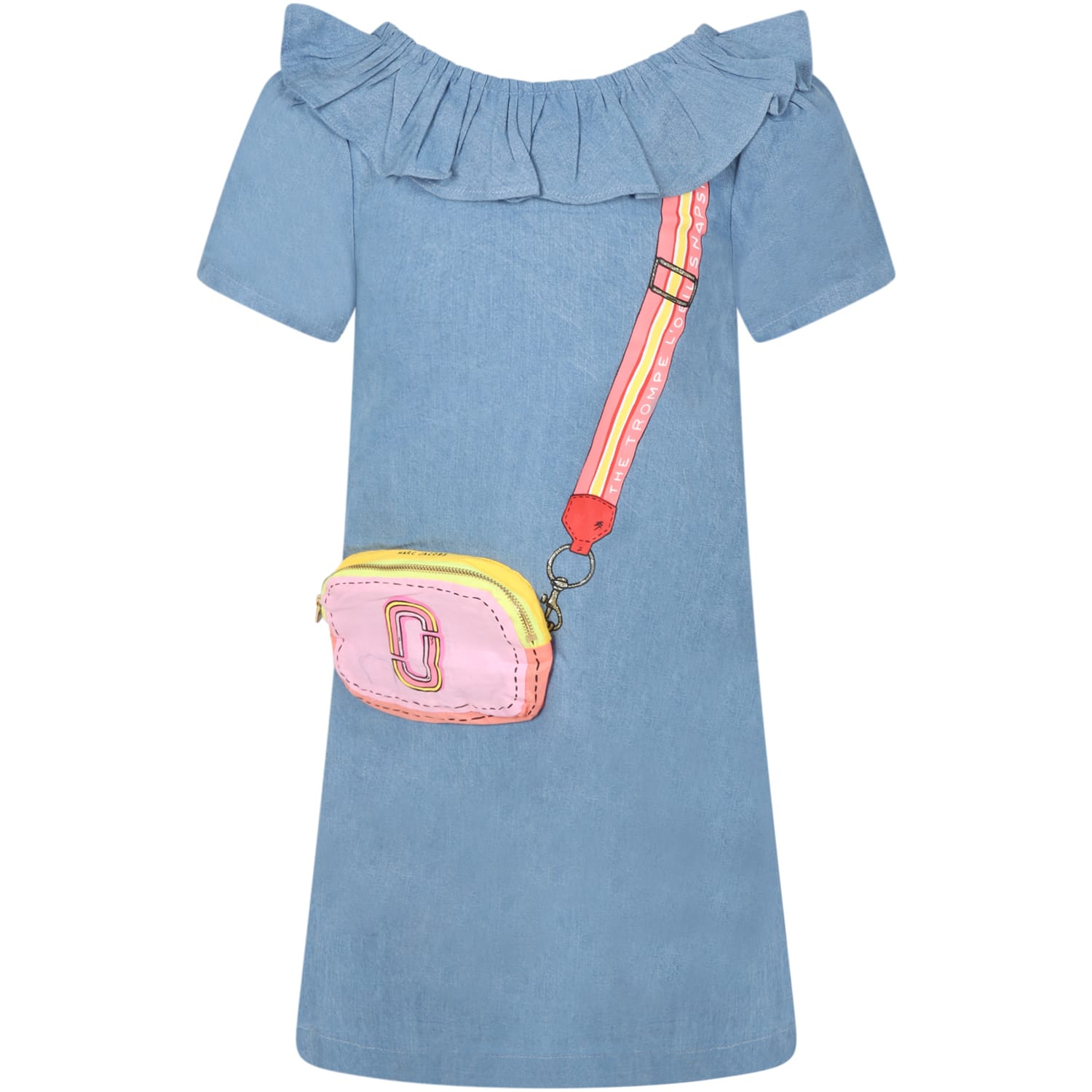 Little Marc Jacobs Light-blue Dress For Girl With Logo