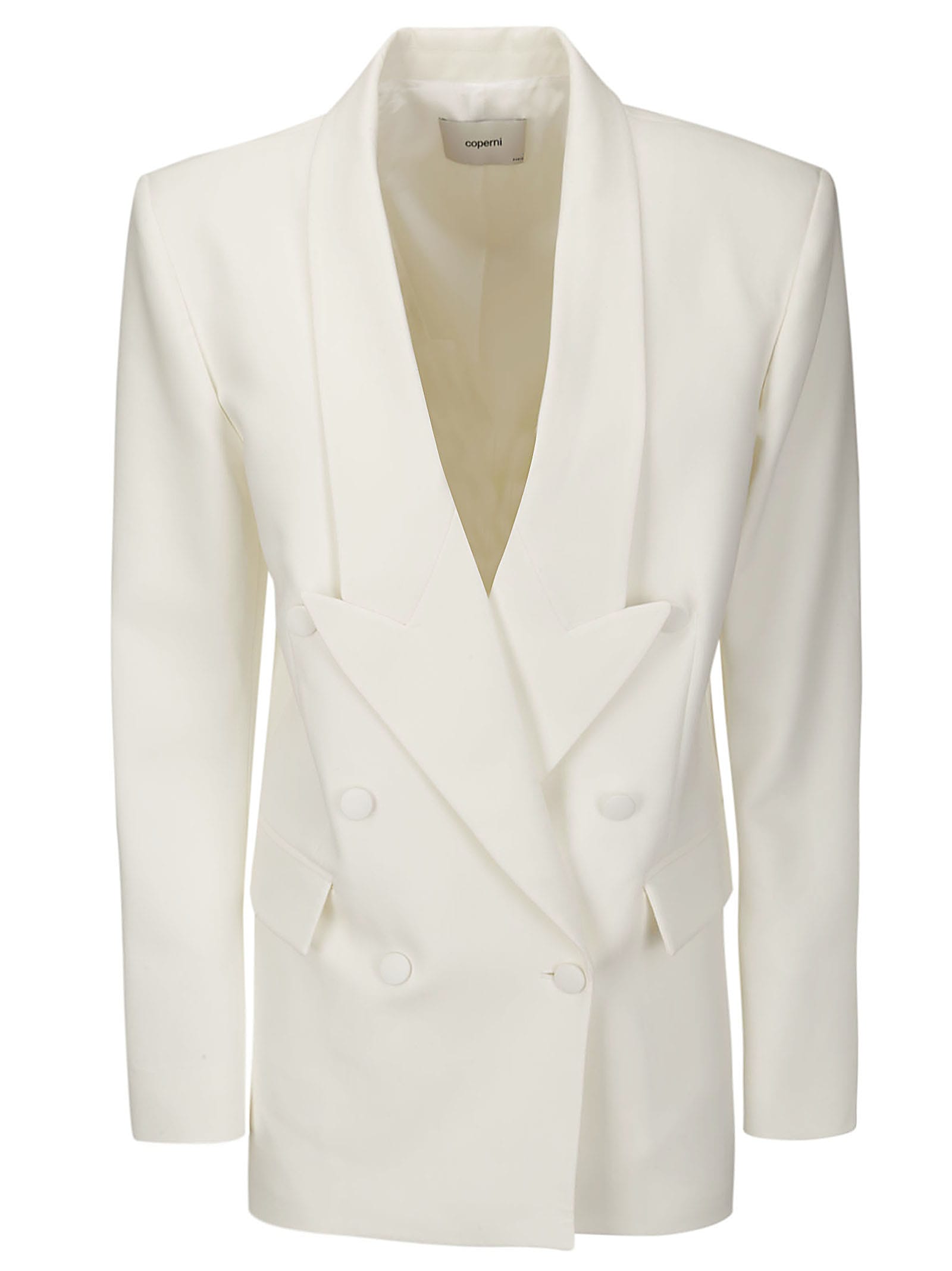 Shop Coperni Double Breasted Tailored Jacket In White