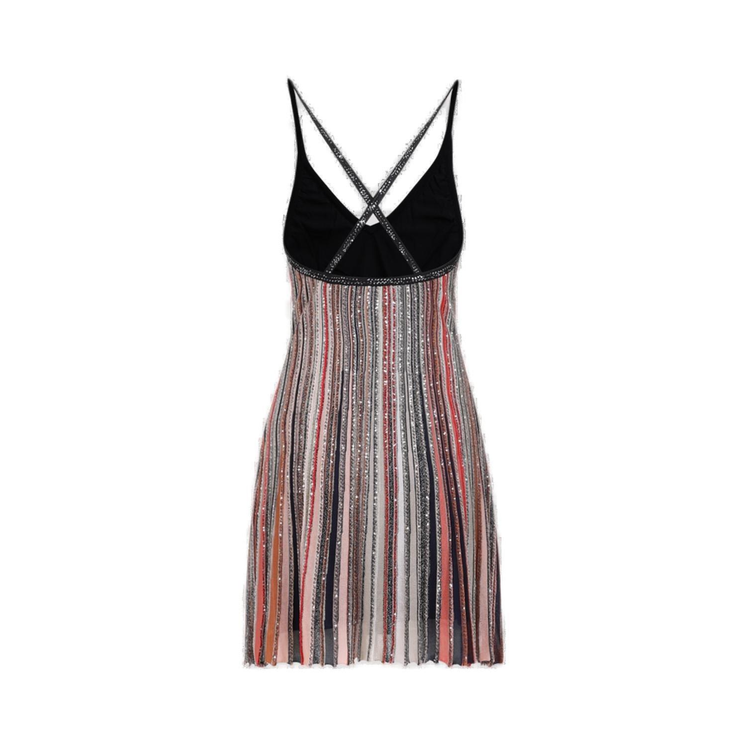 Shop Missoni Vertical Striped Knit Mini Dress In Af Multi
